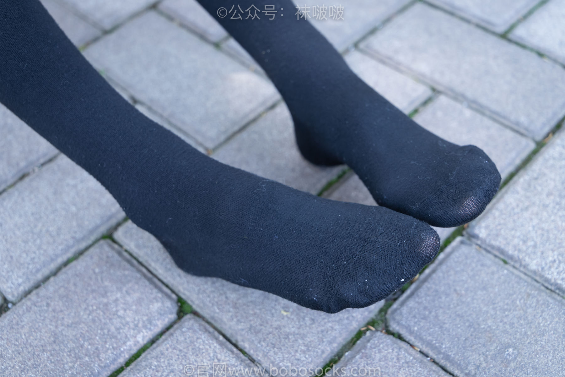 BoBoSocks袜啵啵 - Chiness Model  No.007 稚予-JK制服、皮鞋、黑色中筒棉袜、肉丝 - 图库库