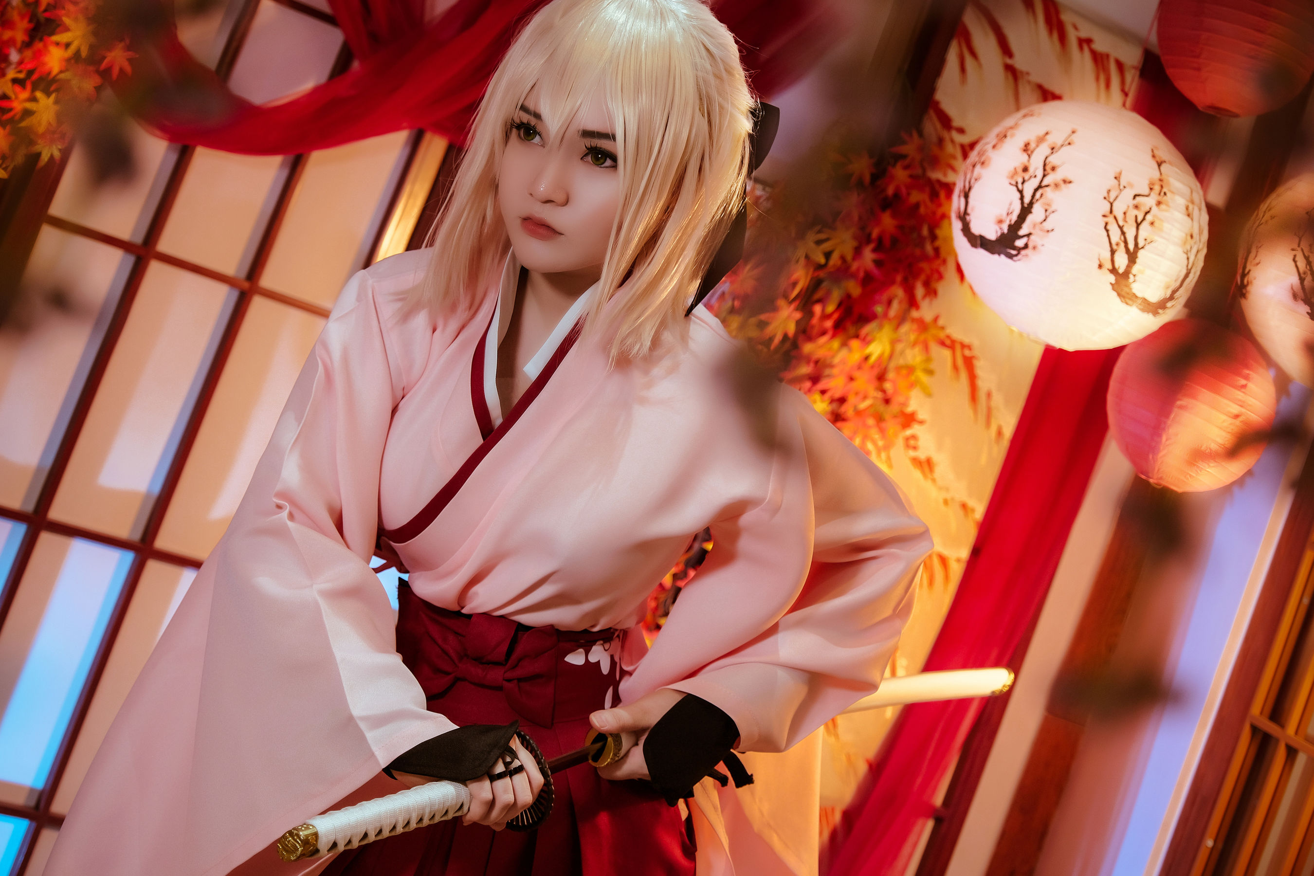 View - Coser小姐姐Potato Godzilla - Okita Souji Sakura Saber - 图库库