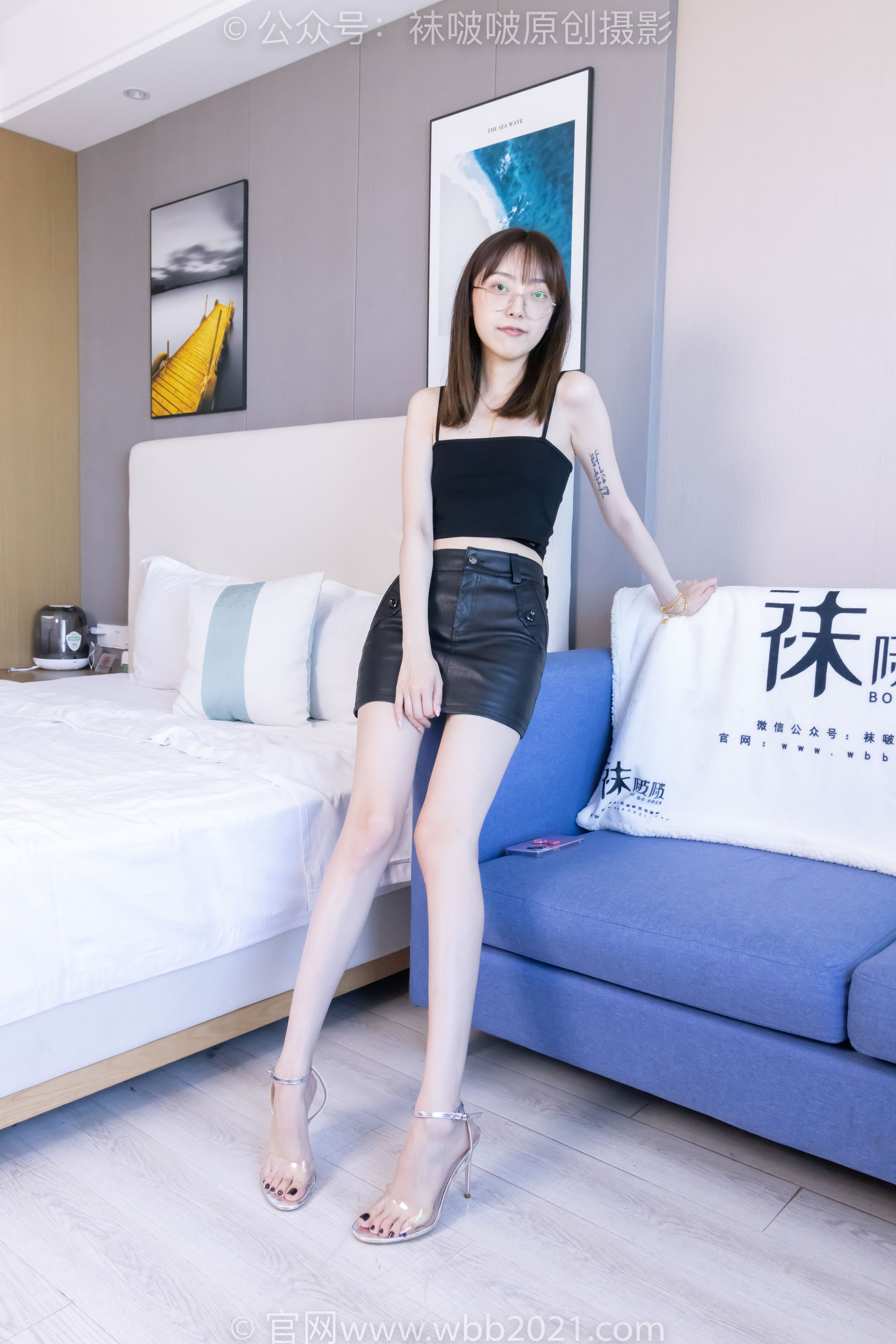 View - BoBoSocks袜啵啵 - Chiness Model  No.412 稚予 -透明高跟鞋、黑丝、裸足、裸足 - 图库库