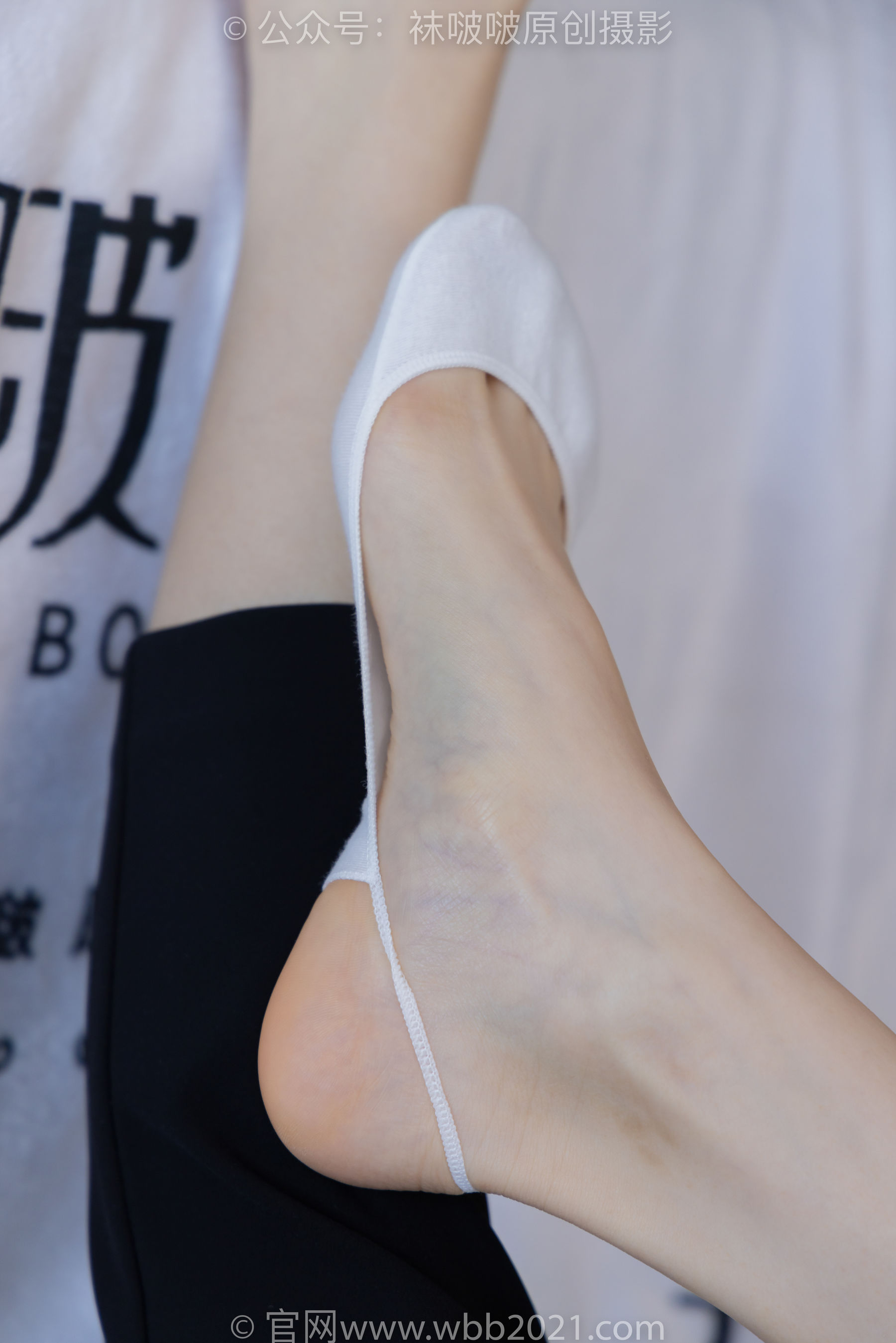 View - BoBoSocks袜啵啵 - Chiness Model  No.413 芝士 -高跟鞋、白色吊带船袜、银行制服 - 图库库