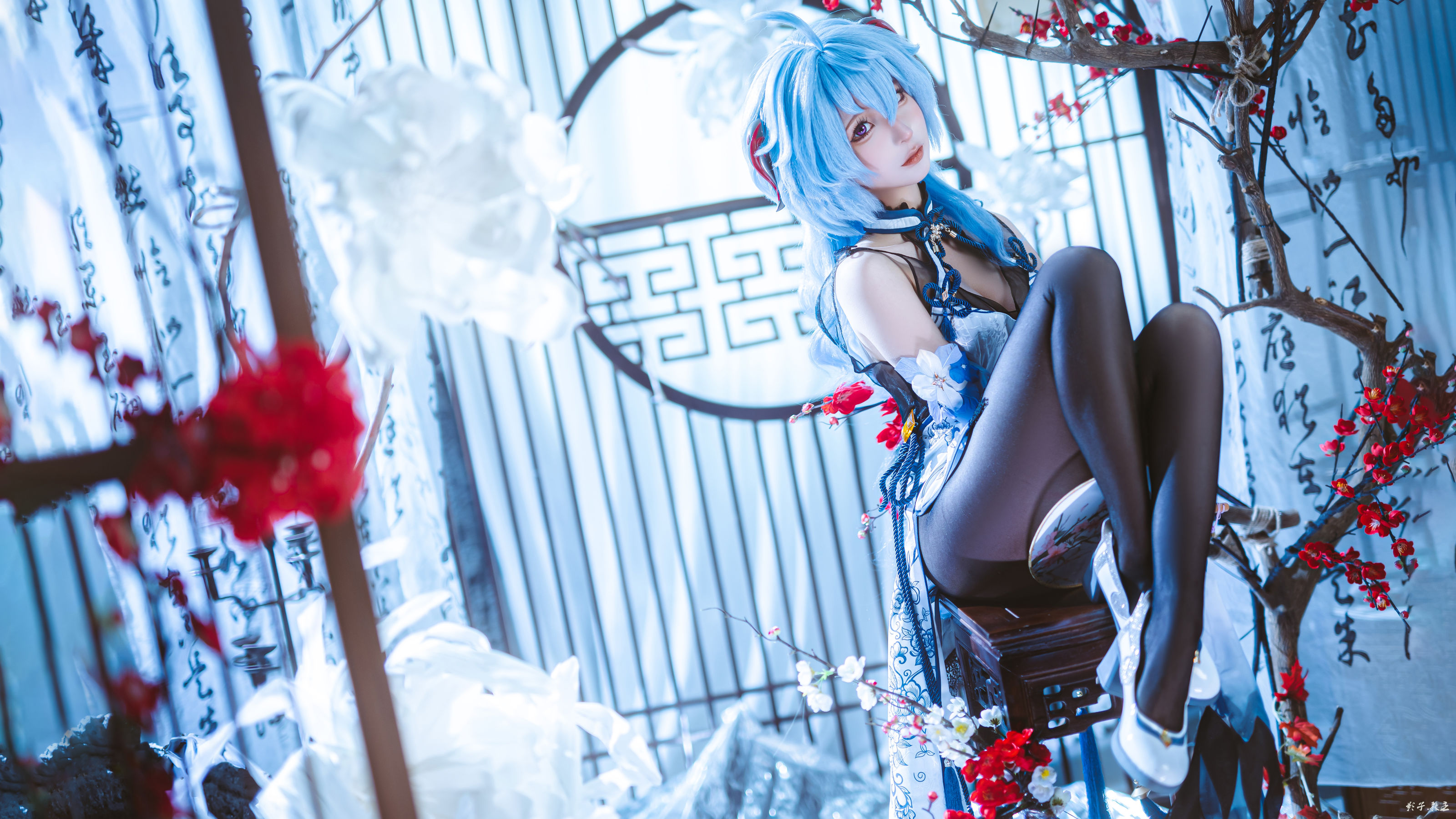 动漫博主蠢沫沫 - 原神 甘雨旗袍/(27P)