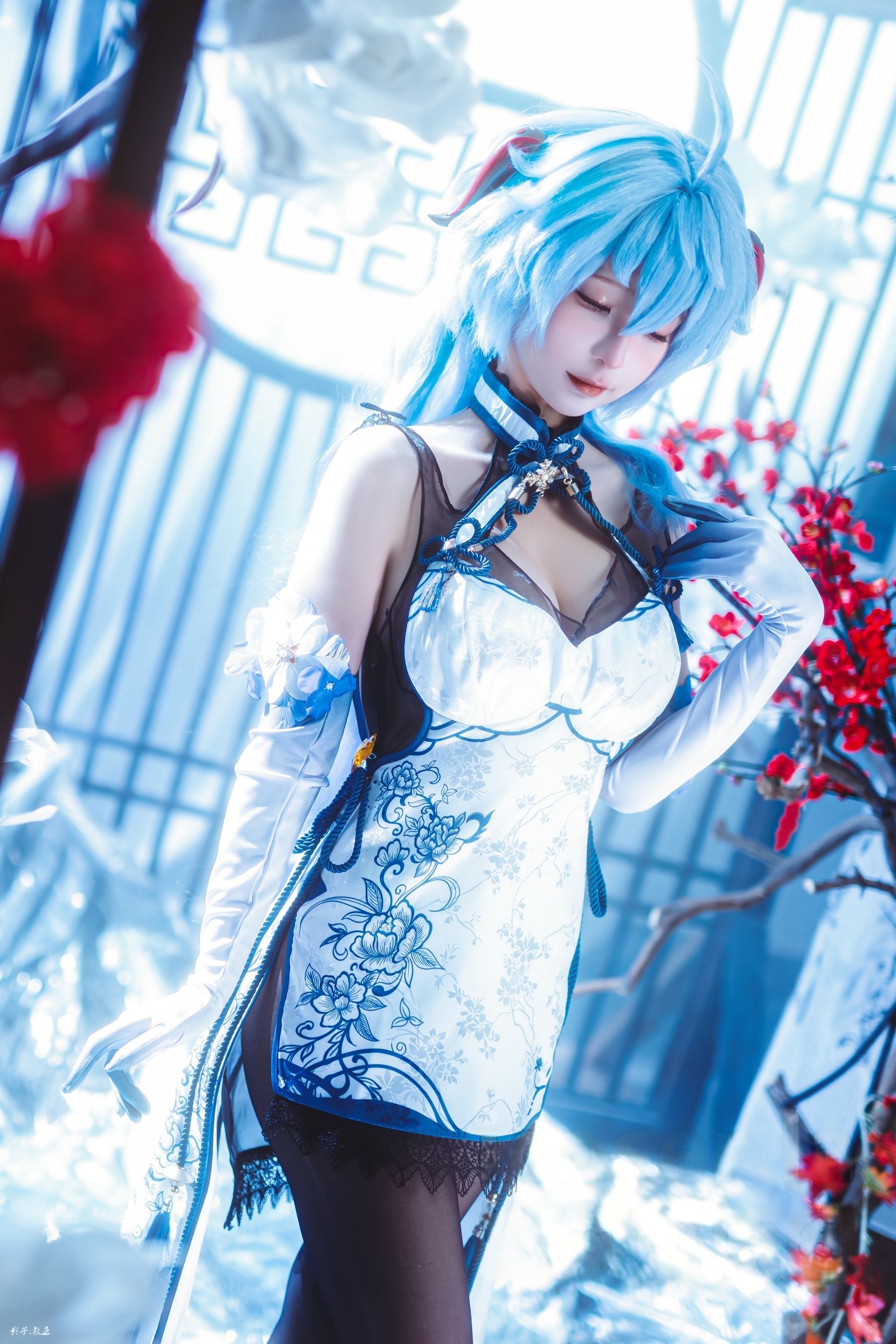 动漫博主蠢沫沫 - 原神 甘雨旗袍/(27P)