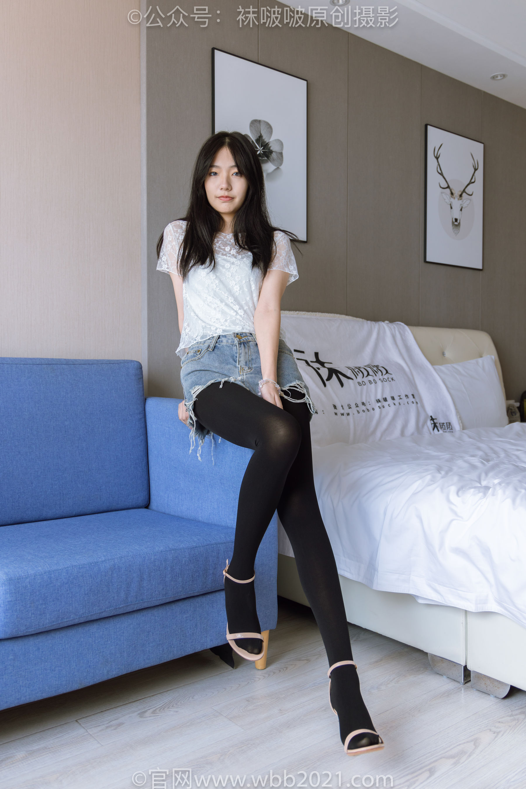 BoBoSocks袜啵啵 No.459 小甜豆 -高跟凉鞋、厚黑丝、穿鞋踩包子和橘子剧情/(150P)