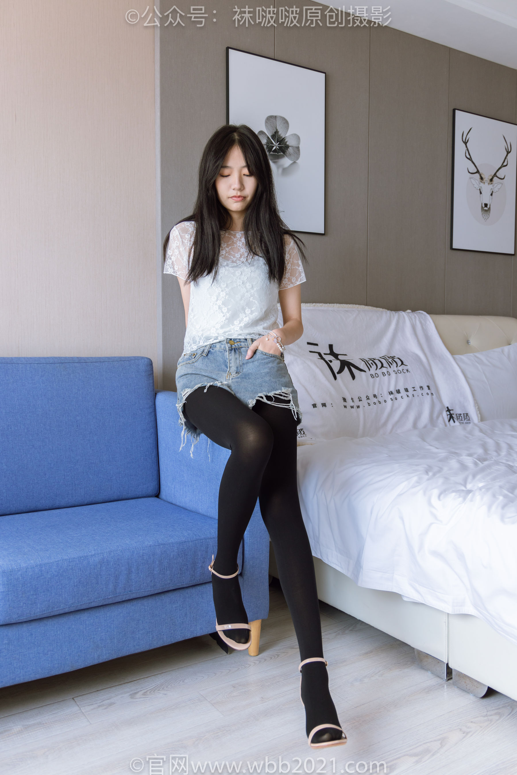 BoBoSocks袜啵啵 No.459 小甜豆 -高跟凉鞋、厚黑丝、穿鞋踩包子和橘子剧情/(150P)