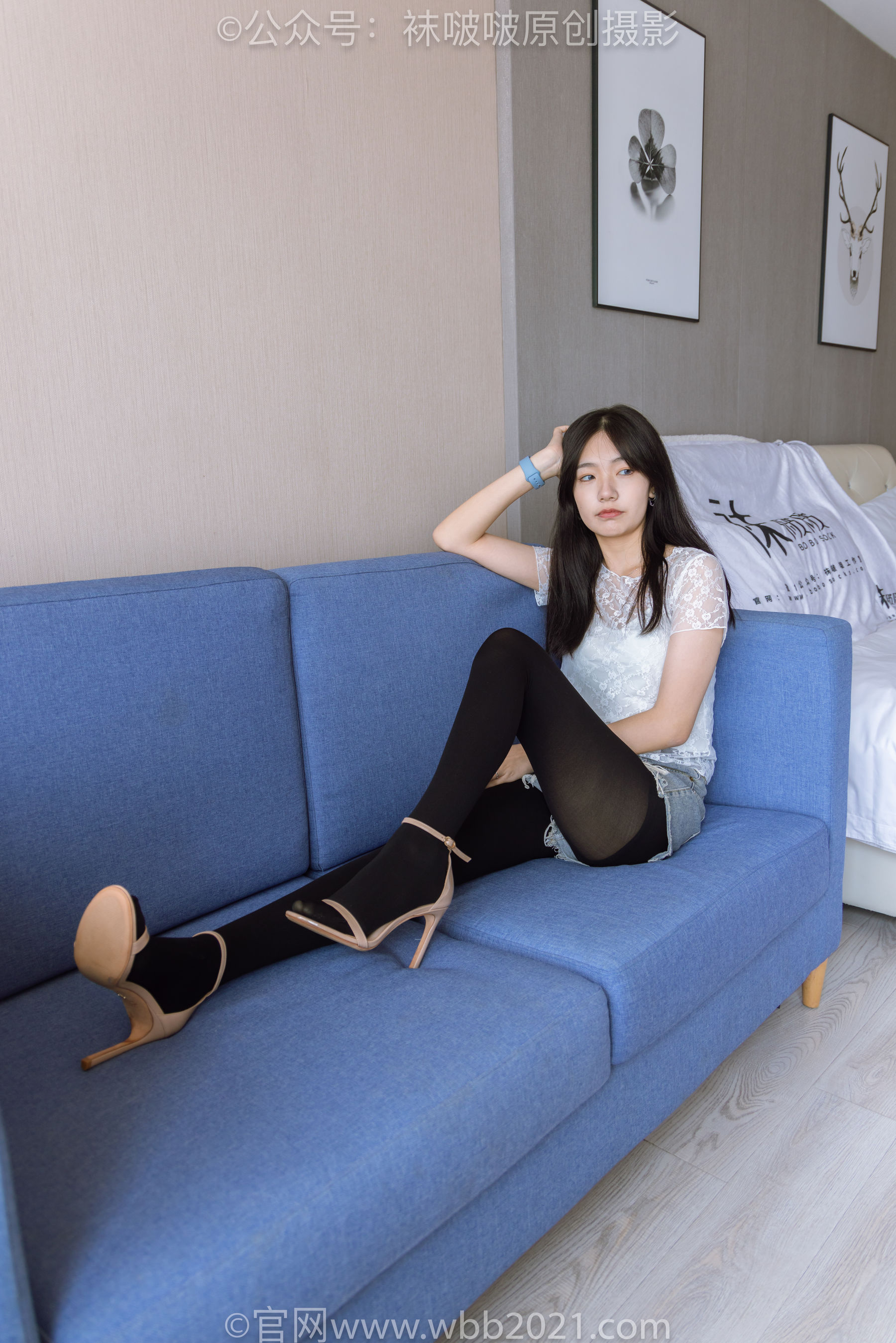 BoBoSocks袜啵啵 No.459 小甜豆 -高跟凉鞋、厚黑丝、穿鞋踩包子和橘子剧情/(150P)