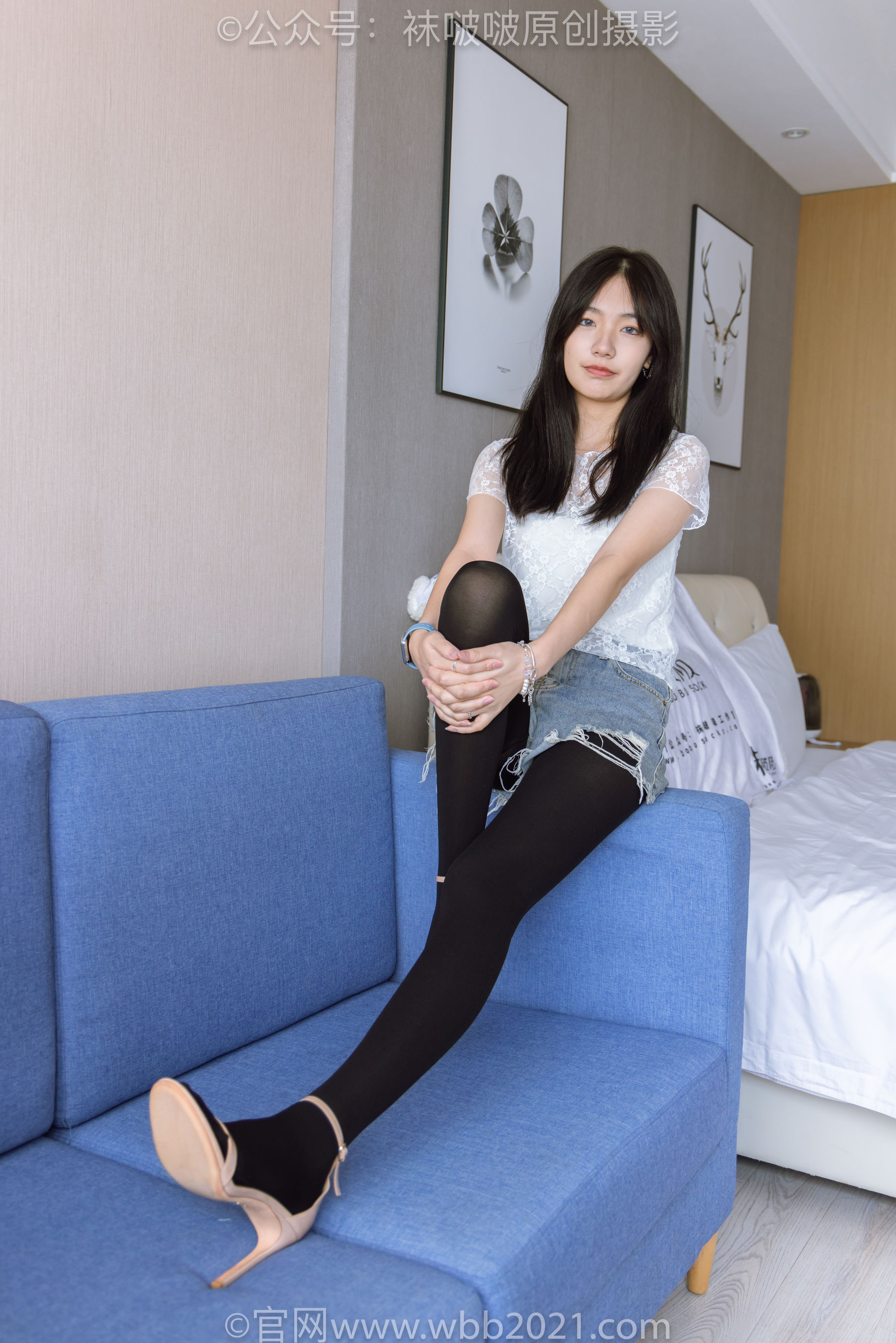 BoBoSocks袜啵啵 No.459 小甜豆 -高跟凉鞋、厚黑丝、穿鞋踩包子和橘子剧情/(150P)