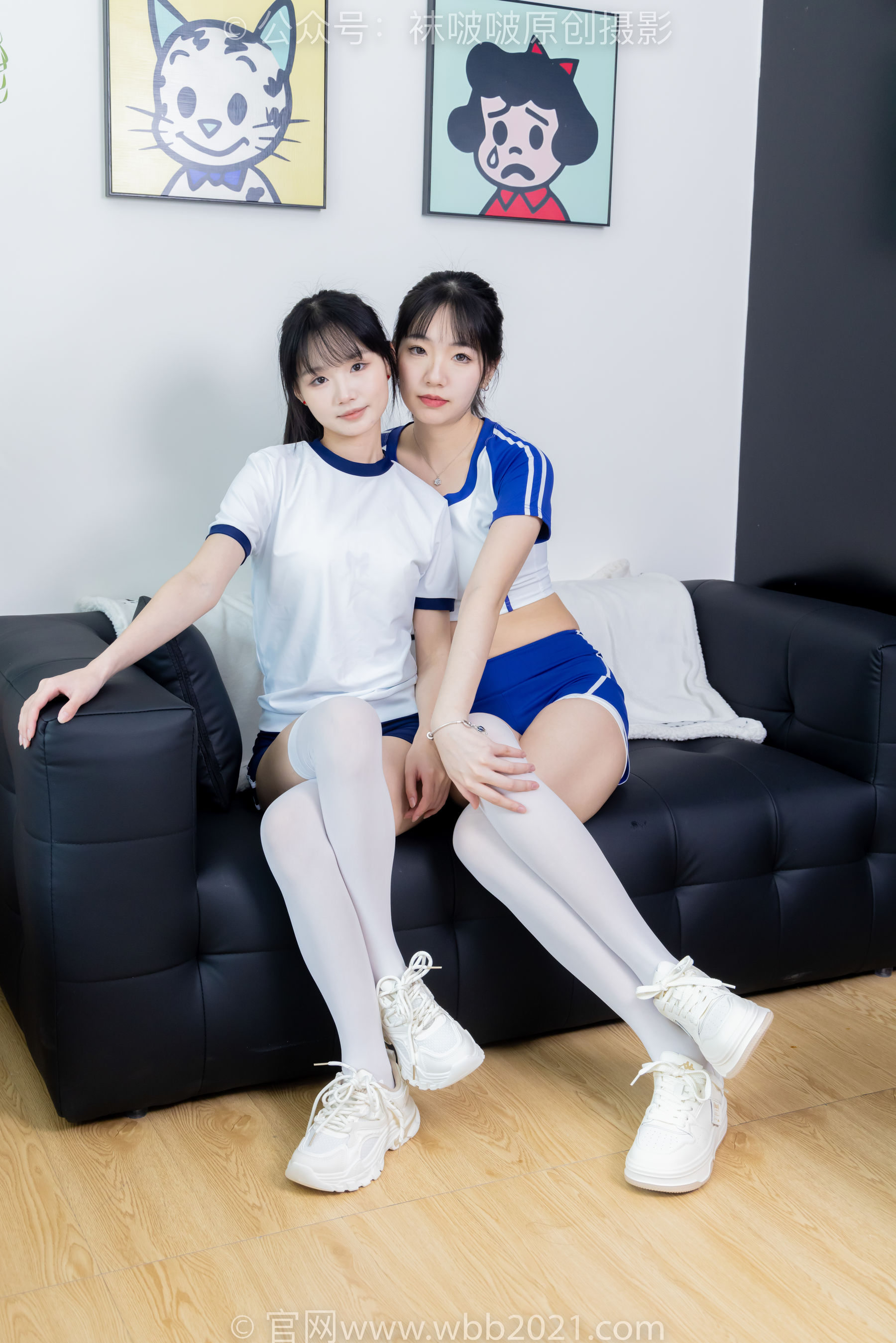 BoBoSocks袜啵啵 No.472 小甜豆&甜甜圈 - 两双运动鞋、厚白丝大腿袜、裸足、两位模特丝袜和裸足踩奶油蛋糕剧情/(177P)