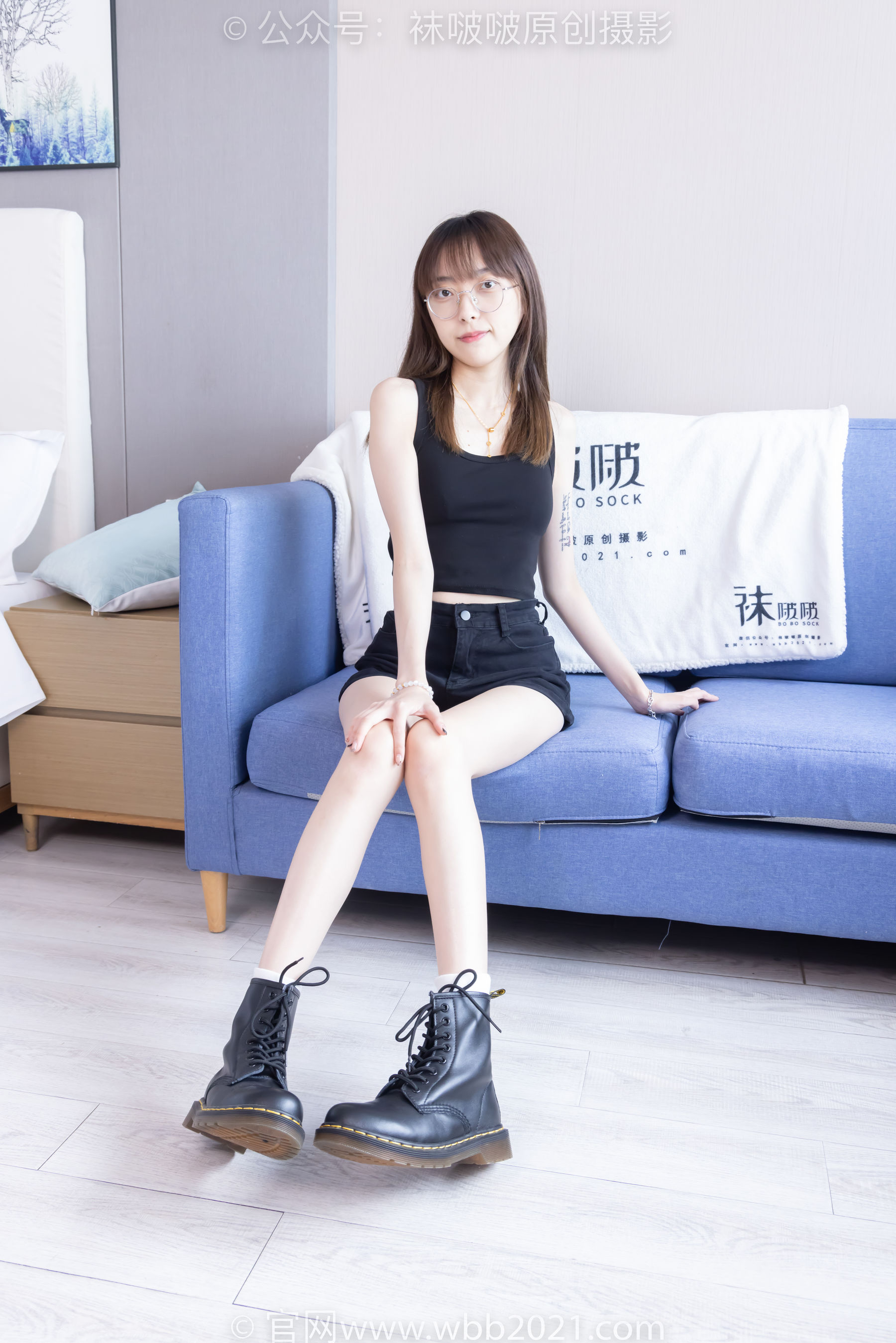 BoBoSocks袜啵啵 No.445 稚予 长靴、马丁短靴、黑丝、白棉袜/(145P)