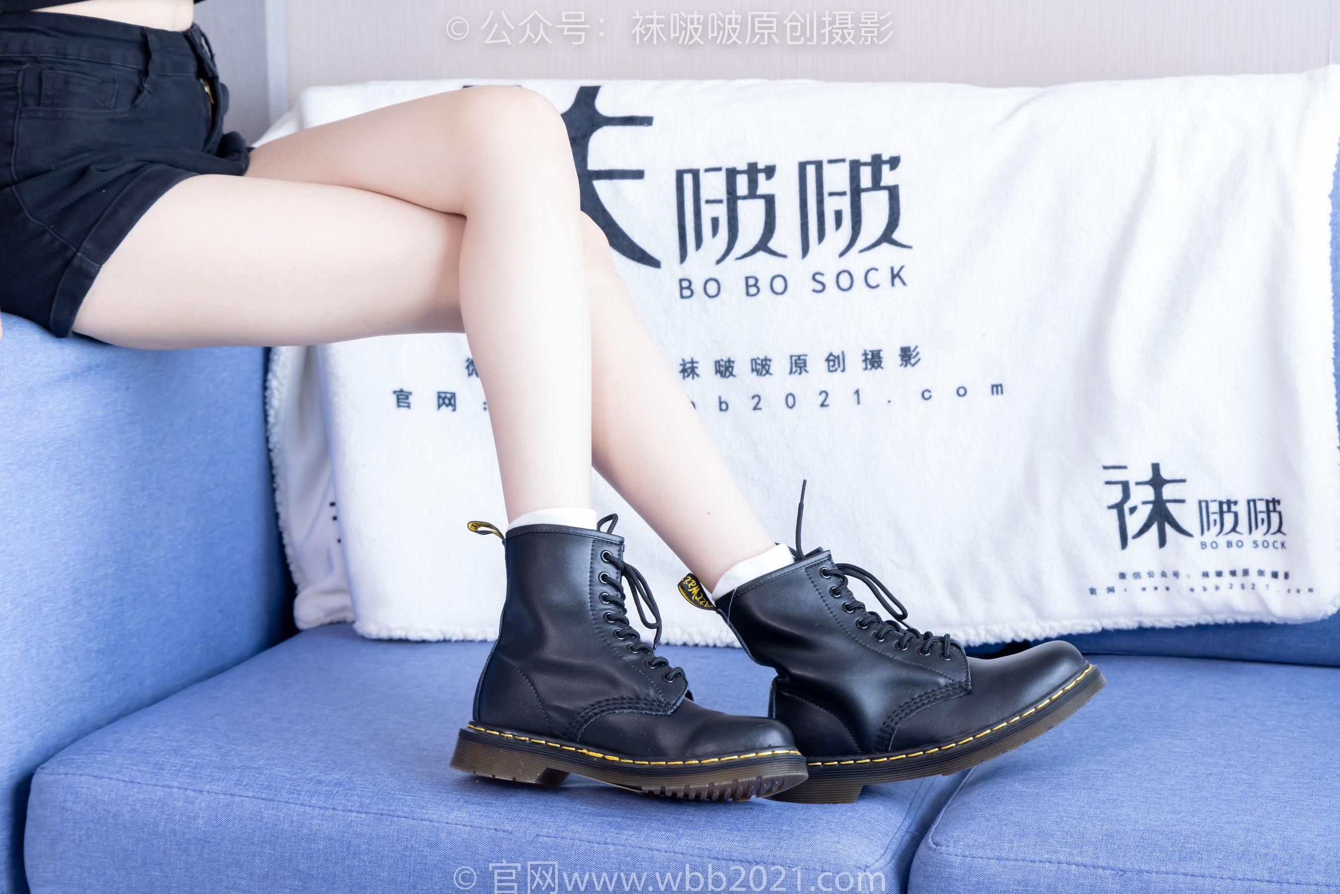 BoBoSocks袜啵啵 No.445 稚予 长靴、马丁短靴、黑丝、白棉袜/(145P)