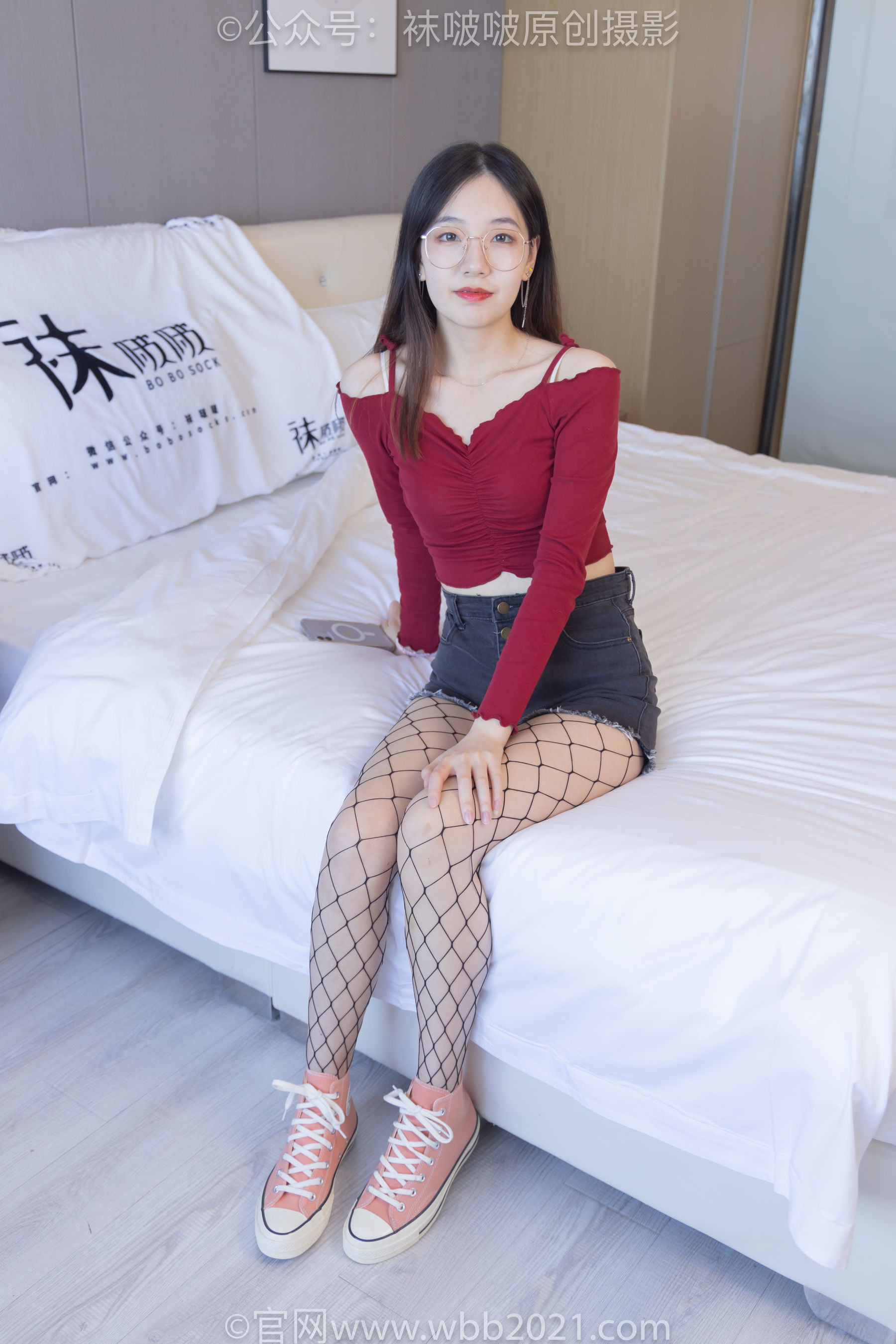 BoBoSocks袜啵啵 No.453 小甜豆 -帆布鞋、黑色渔网袜/(141P)