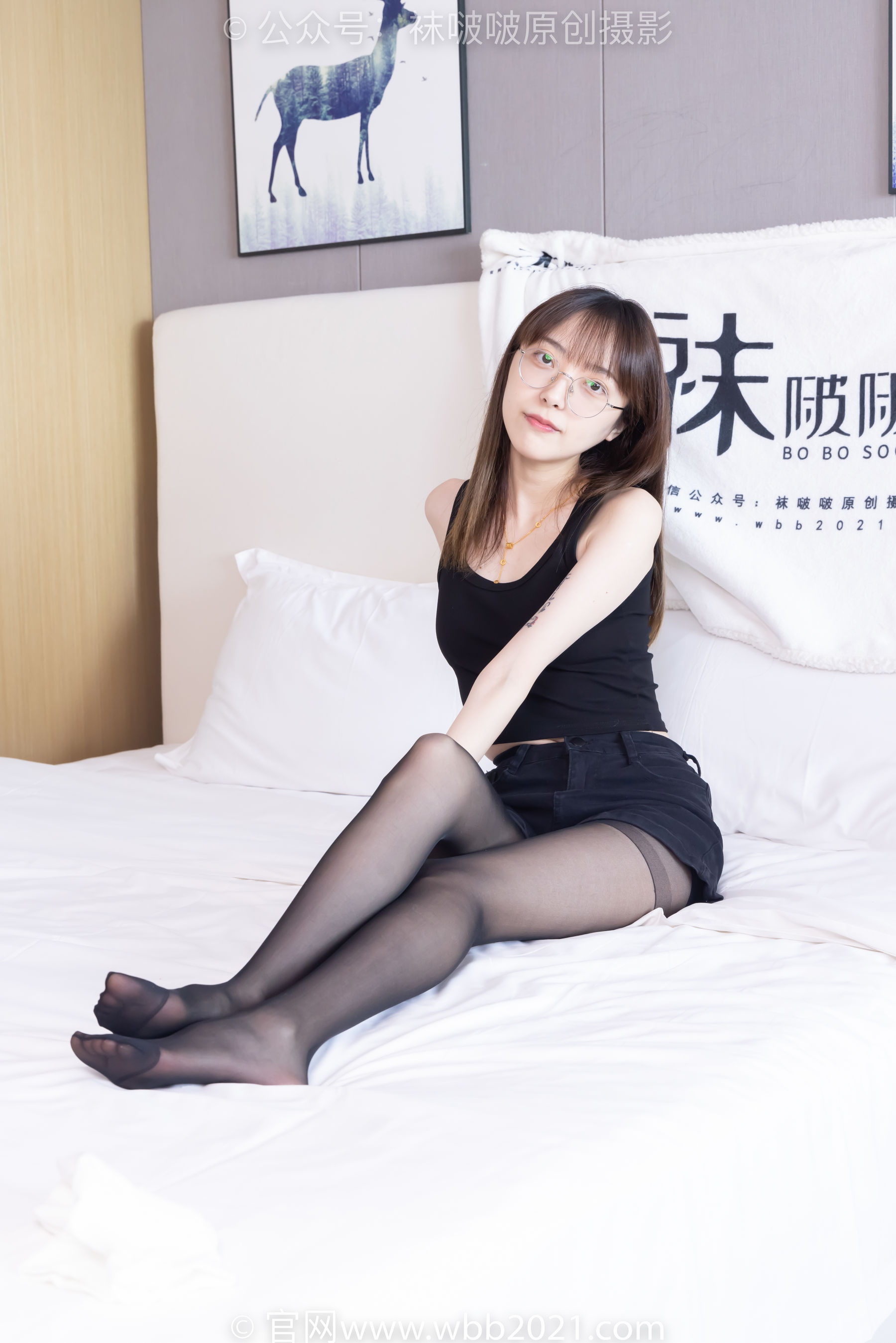 BoBoSocks袜啵啵 No.445 稚予 长靴、马丁短靴、黑丝、白棉袜/(145P)