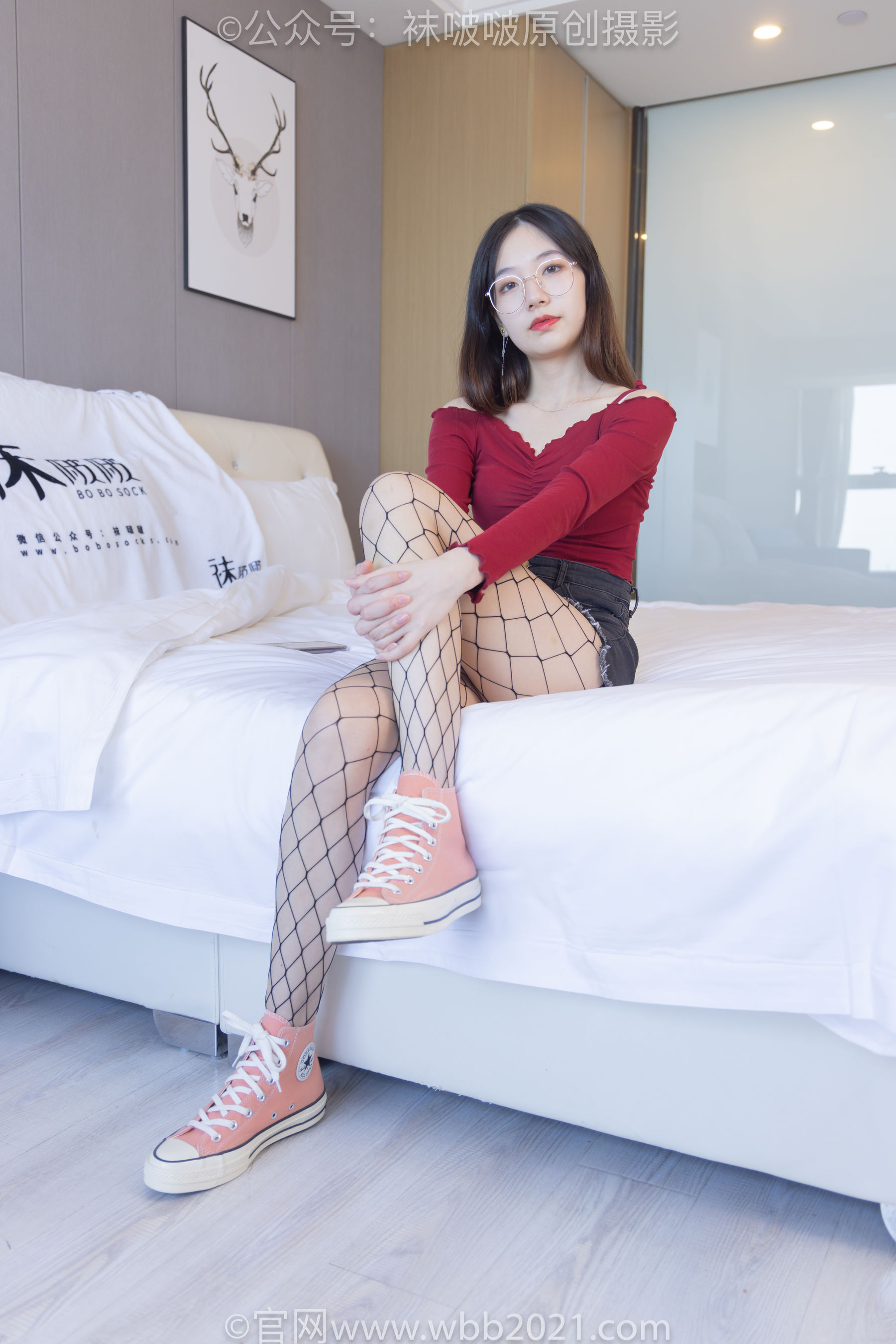 BoBoSocks袜啵啵 No.453 小甜豆 -帆布鞋、黑色渔网袜/(141P)