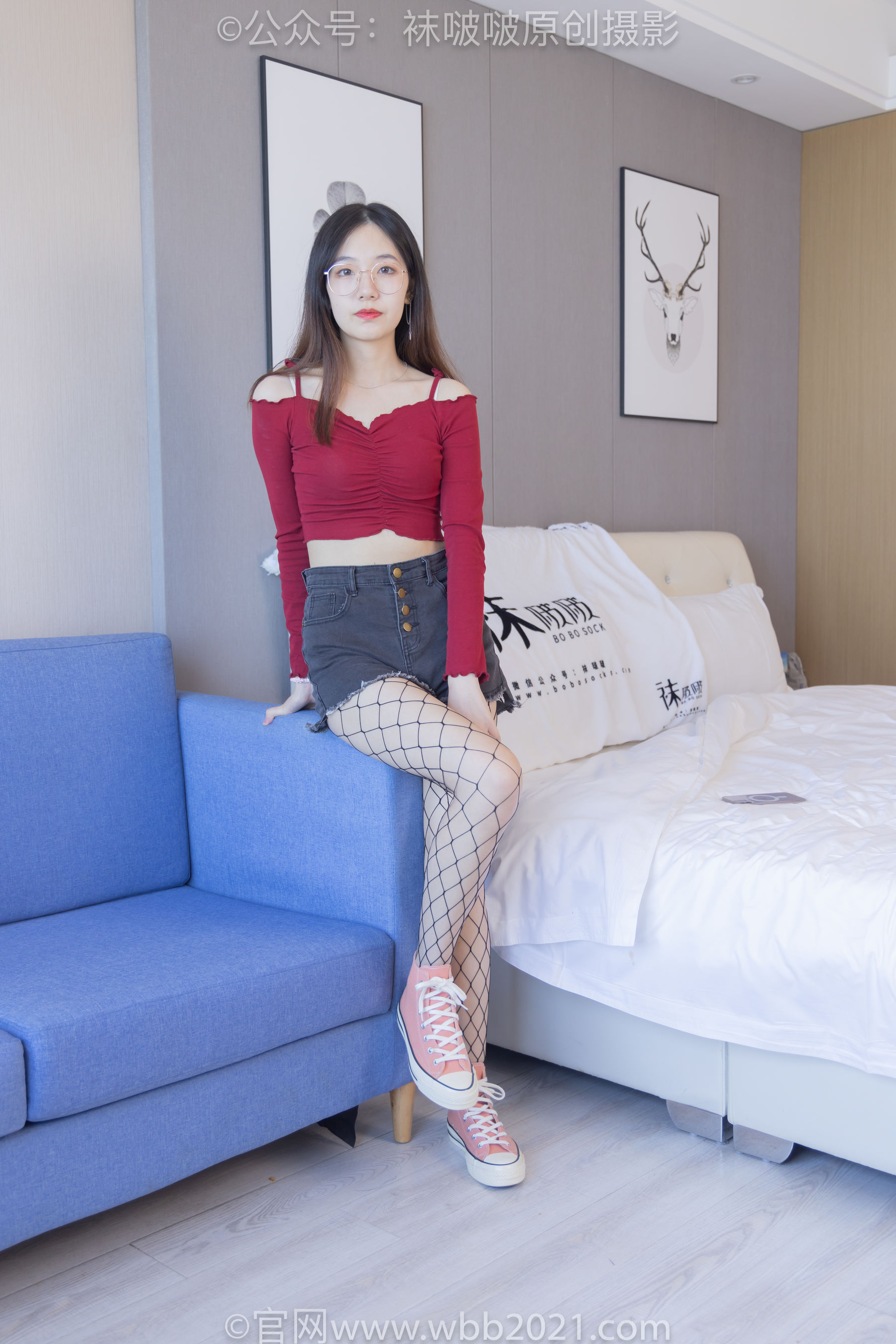 BoBoSocks袜啵啵 No.453 小甜豆 -帆布鞋、黑色渔网袜/(141P)