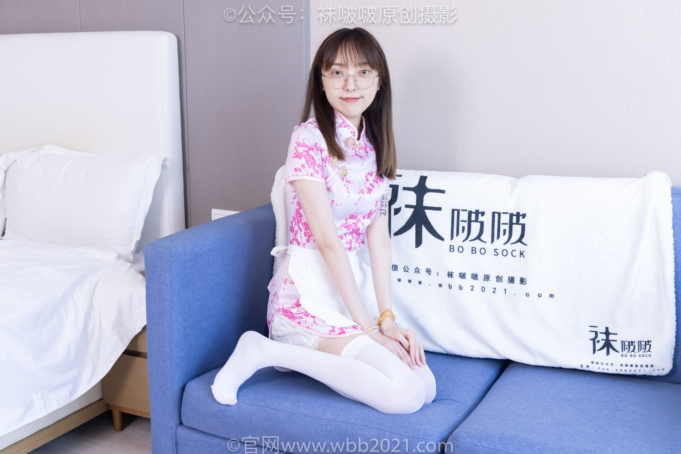 BoBoSocks袜啵啵 No.451 稚予 -旗袍、高跟鞋、白色过膝厚白丝/(145P)