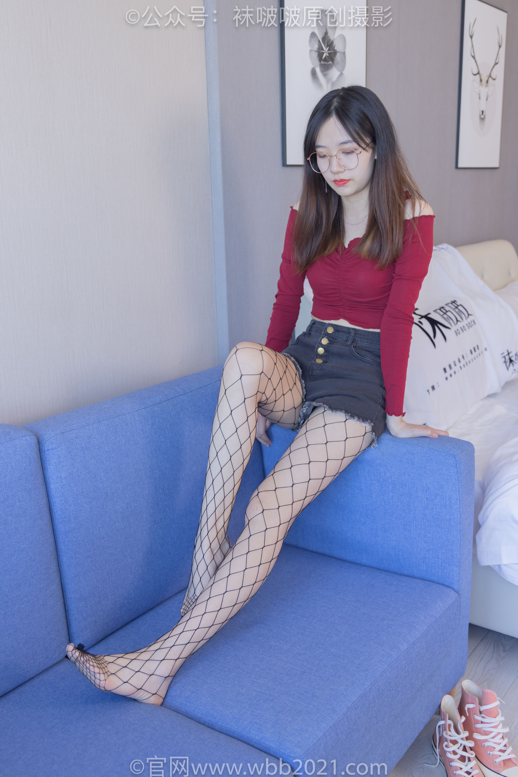 BoBoSocks袜啵啵 No.453 小甜豆 -帆布鞋、黑色渔网袜/(141P)