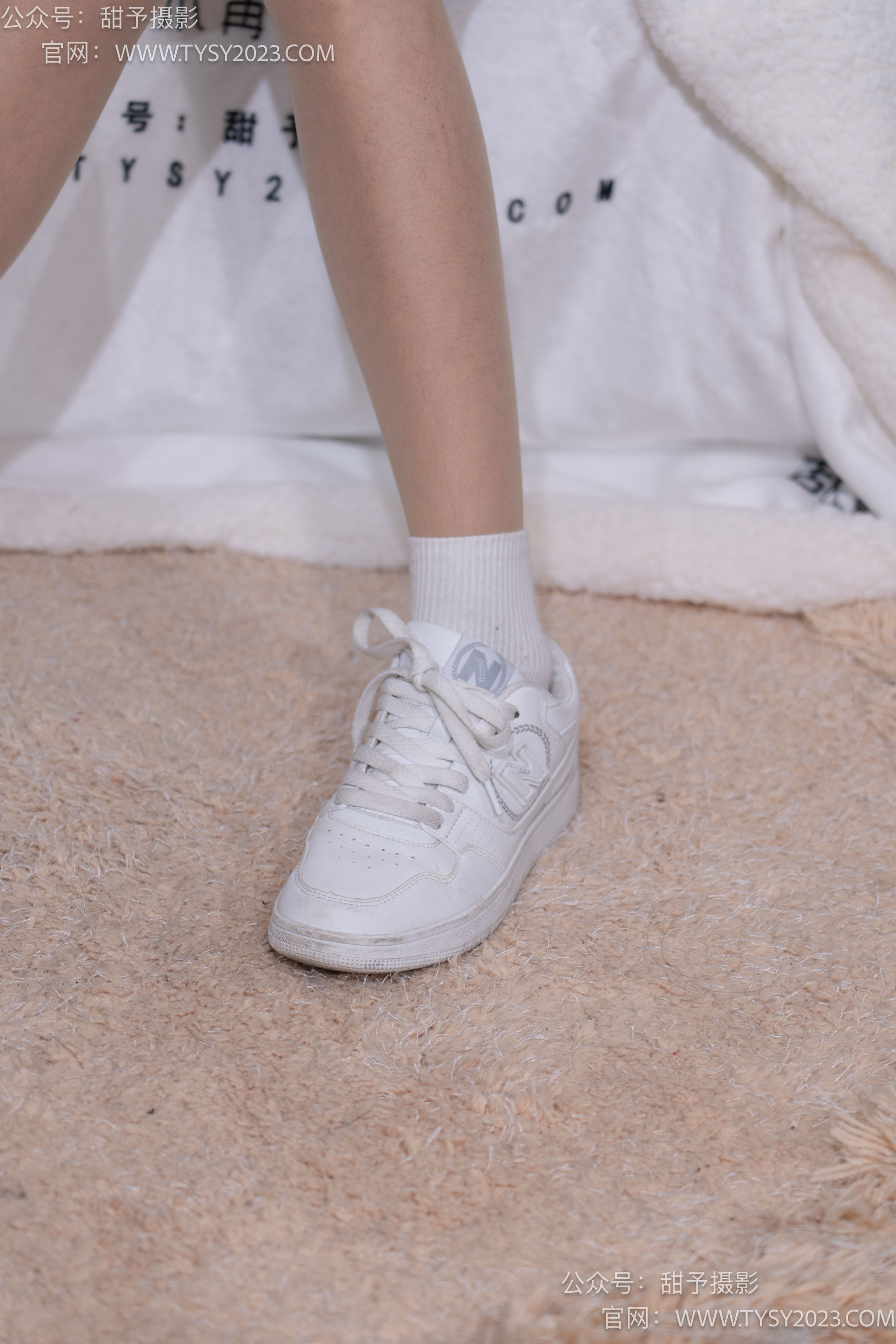 甜予摄影 No.085 小桃 -板鞋、白棉袜、肉丝（脚尖微加固款）/(129P)