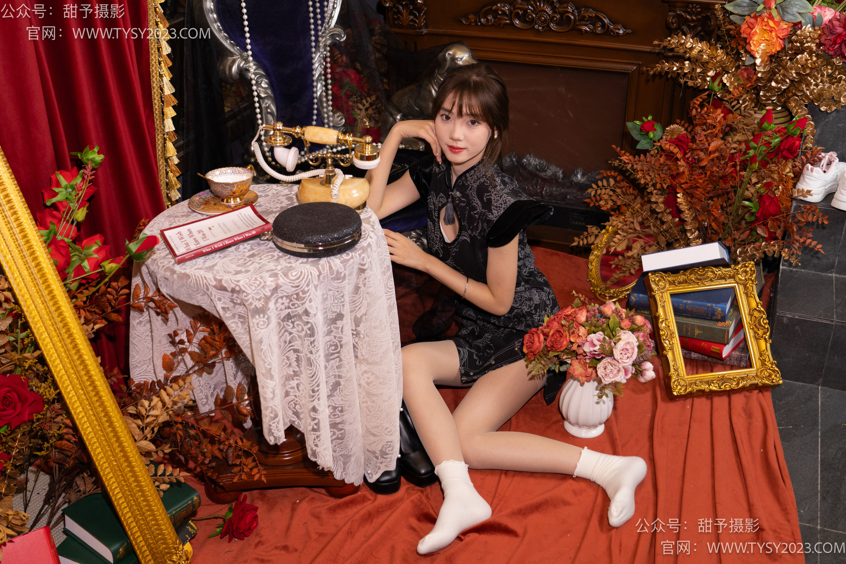 甜予摄影 No.095 璇璇 -旗袍、皮鞋、米白色棉袜、肉丝/(132P)