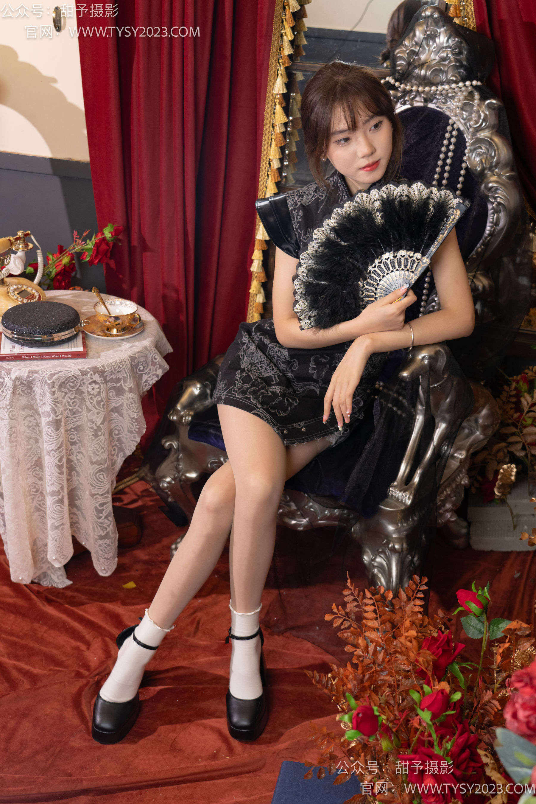 甜予摄影 No.095 璇璇 -旗袍、皮鞋、米白色棉袜、肉丝/(132P)