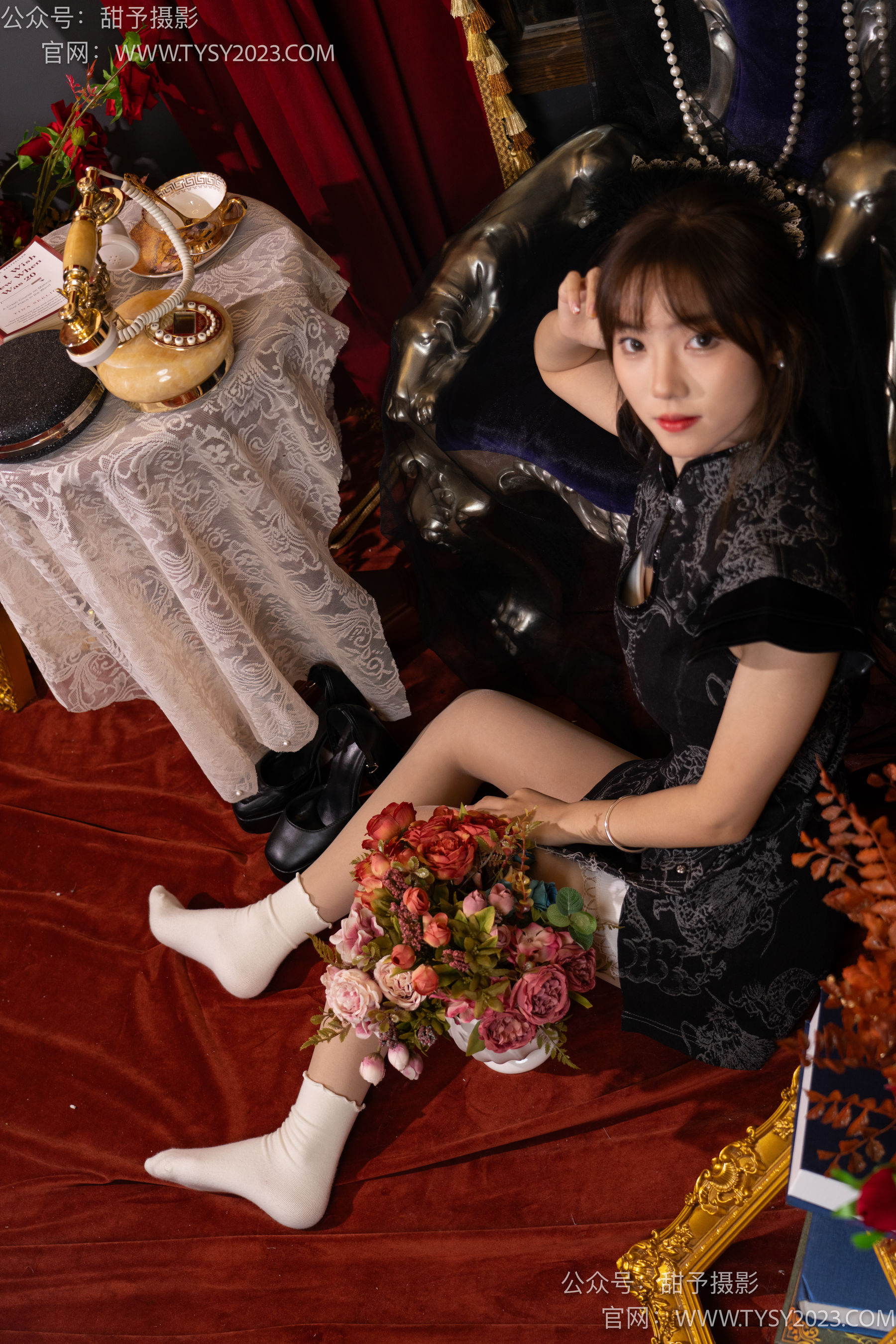 甜予摄影 No.095 璇璇 -旗袍、皮鞋、米白色棉袜、肉丝/(132P)