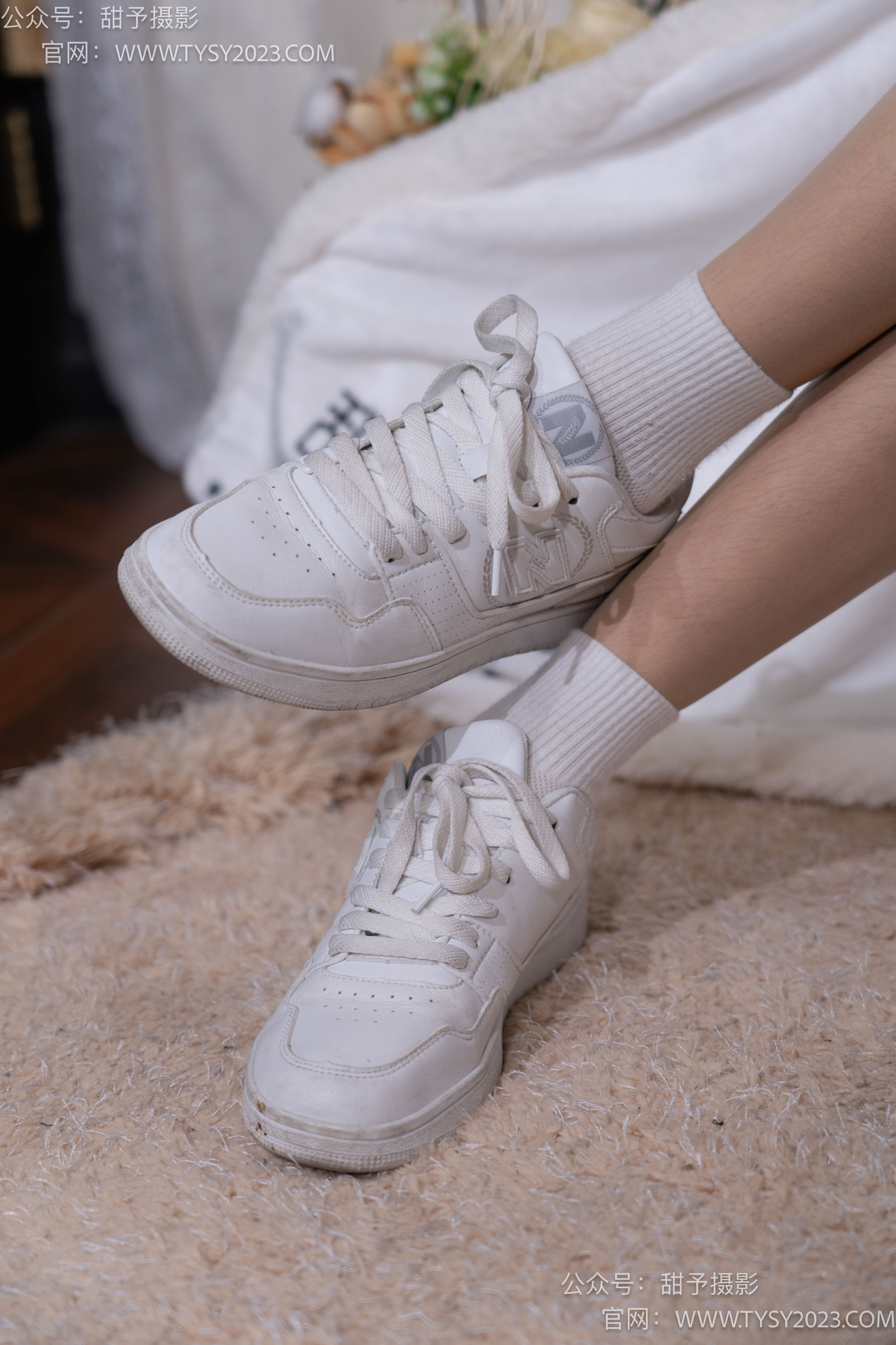 甜予摄影 No.085 小桃 -板鞋、白棉袜、肉丝（脚尖微加固款）/(129P)