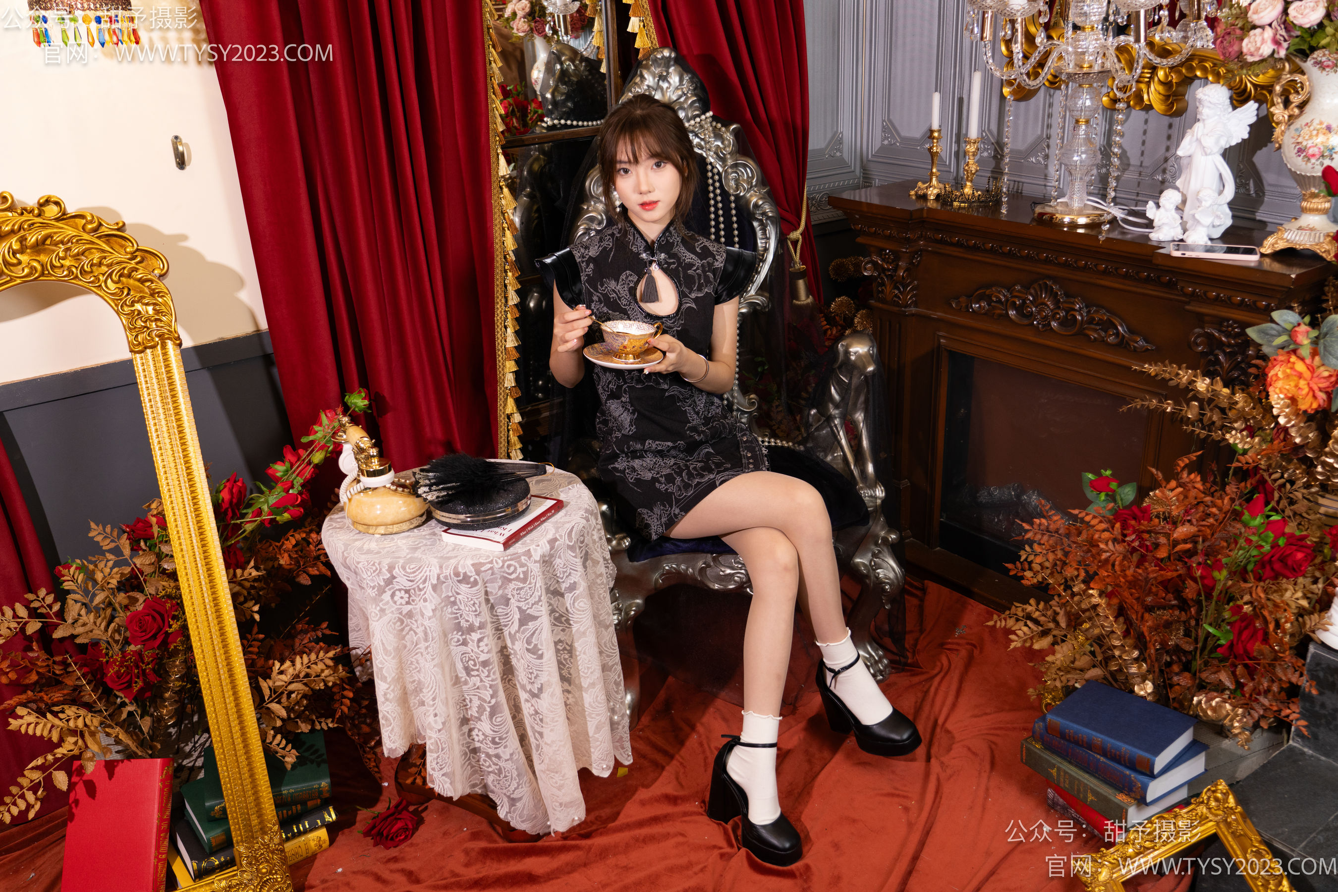 甜予摄影 No.095 璇璇 -旗袍、皮鞋、米白色棉袜、肉丝/(132P)