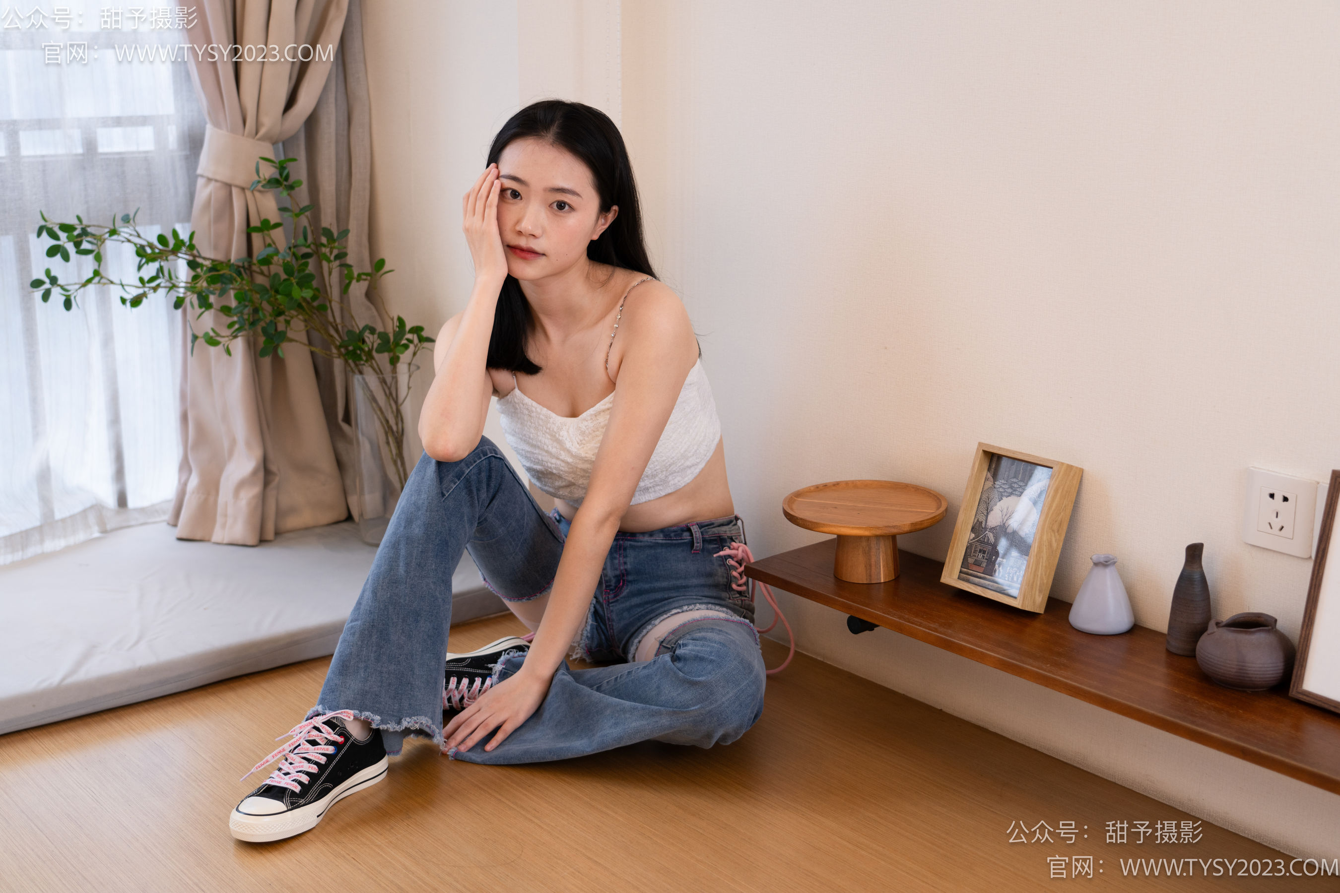 甜予摄影 No.093 齐齐 -帆布鞋、白丝（脚尖加固款、裤里丝）/(123P)