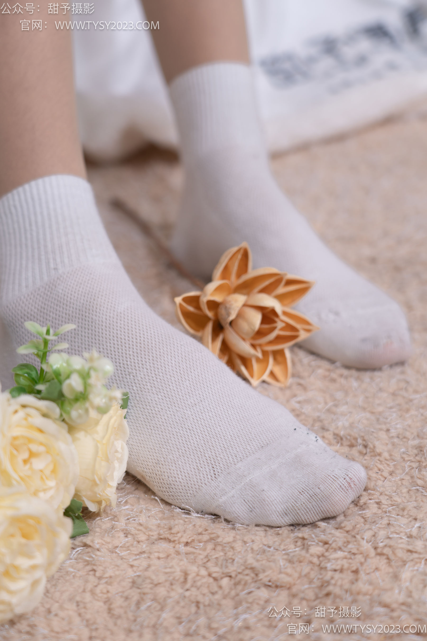 甜予摄影 No.085 小桃 -板鞋、白棉袜、肉丝（脚尖微加固款）/(129P)