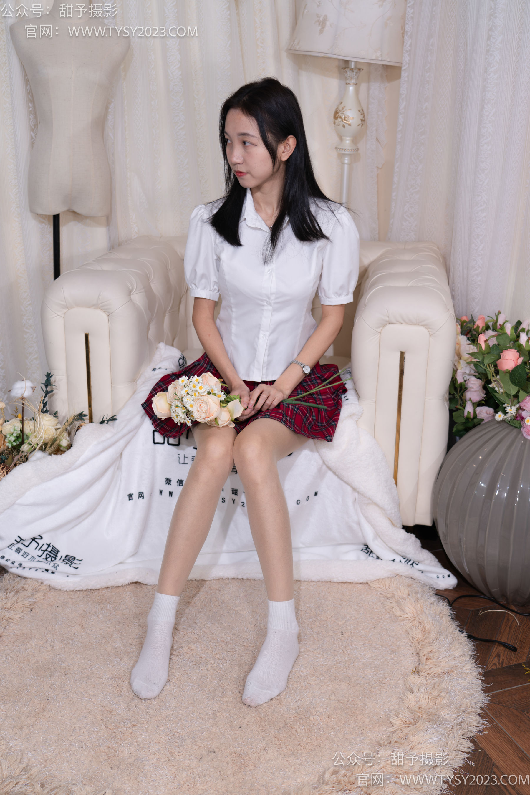 甜予摄影 No.085 小桃 -板鞋、白棉袜、肉丝（脚尖微加固款）/(129P)