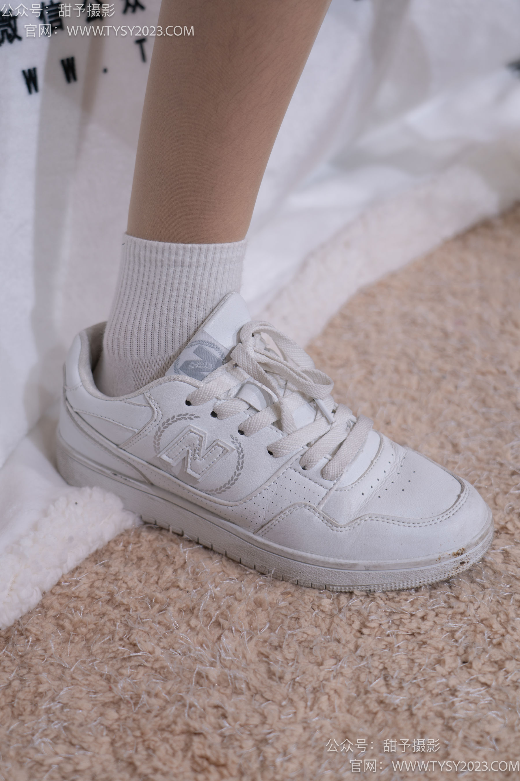 甜予摄影 No.085 小桃 -板鞋、白棉袜、肉丝（脚尖微加固款）/(129P)