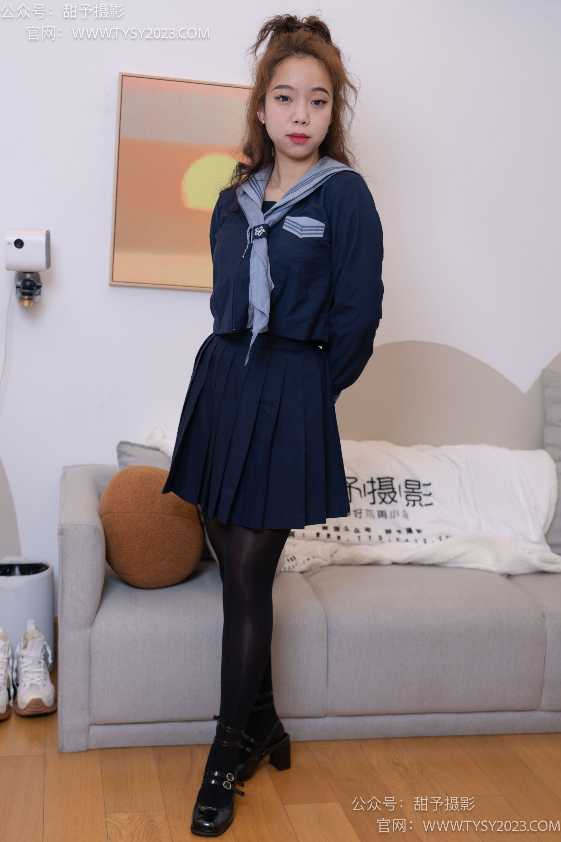 甜予摄影 No.094 小语 -K制服、皮鞋、厚黑丝/(127P)