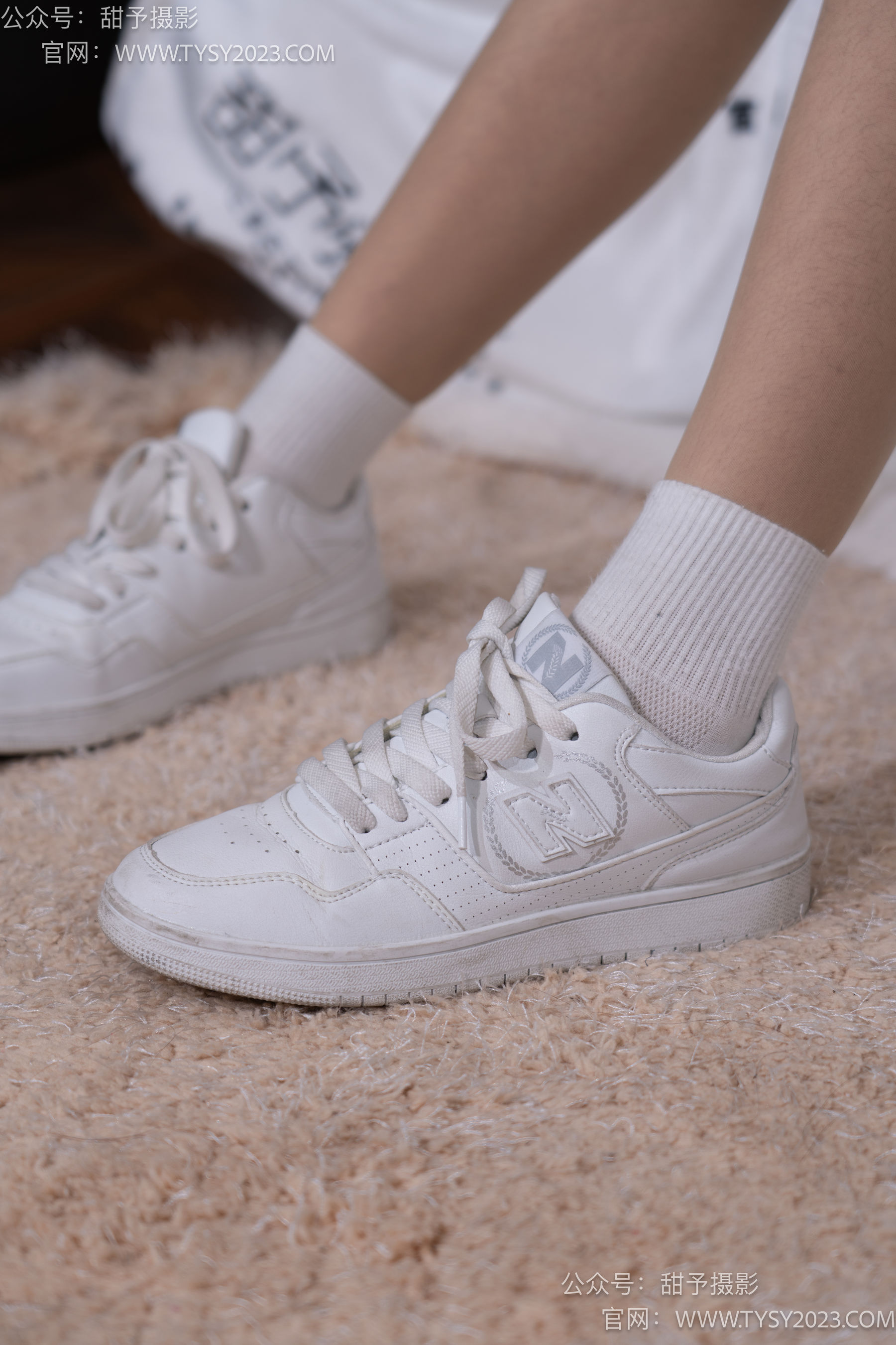 甜予摄影 No.085 小桃 -板鞋、白棉袜、肉丝（脚尖微加固款）/(129P)