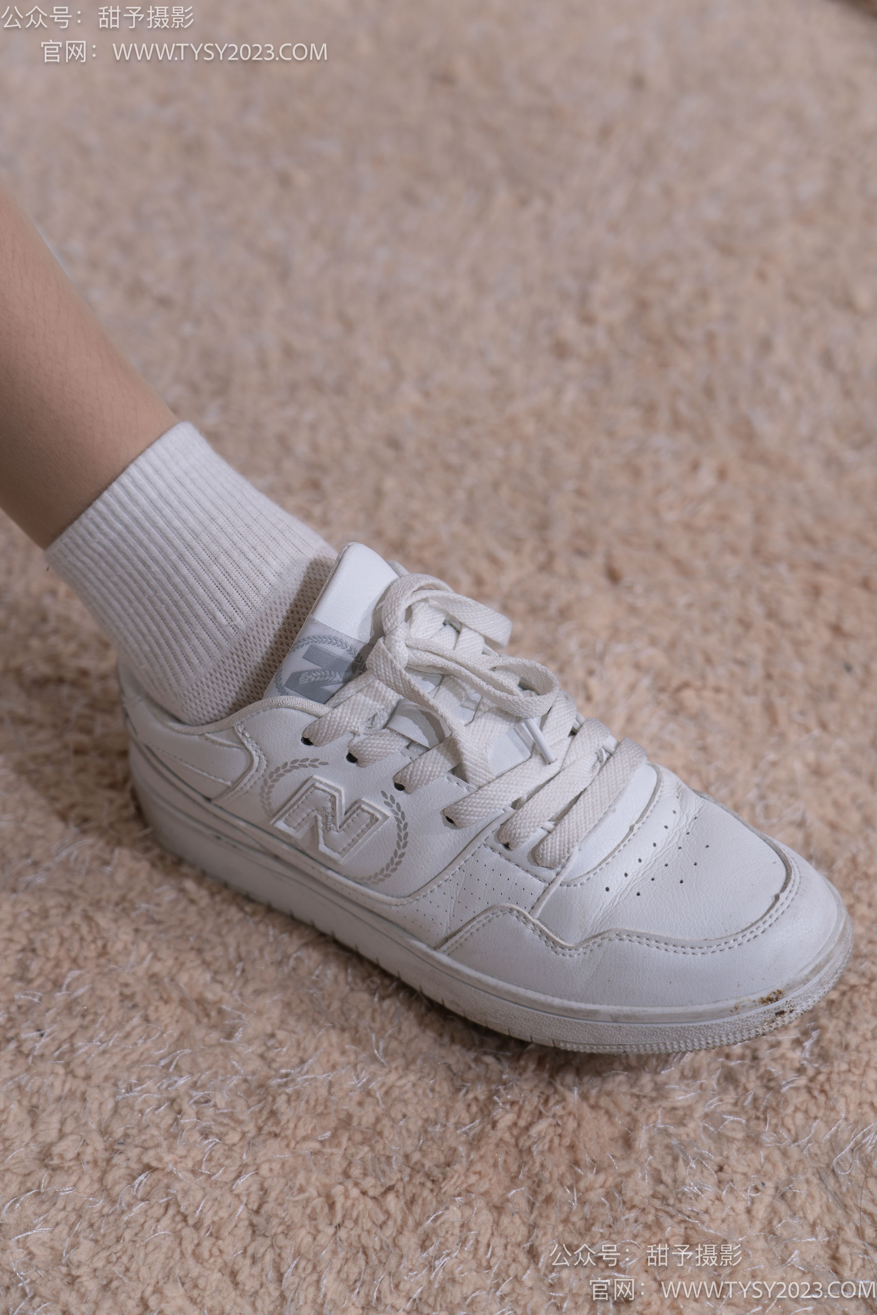 甜予摄影 No.085 小桃 -板鞋、白棉袜、肉丝（脚尖微加固款）/(129P)