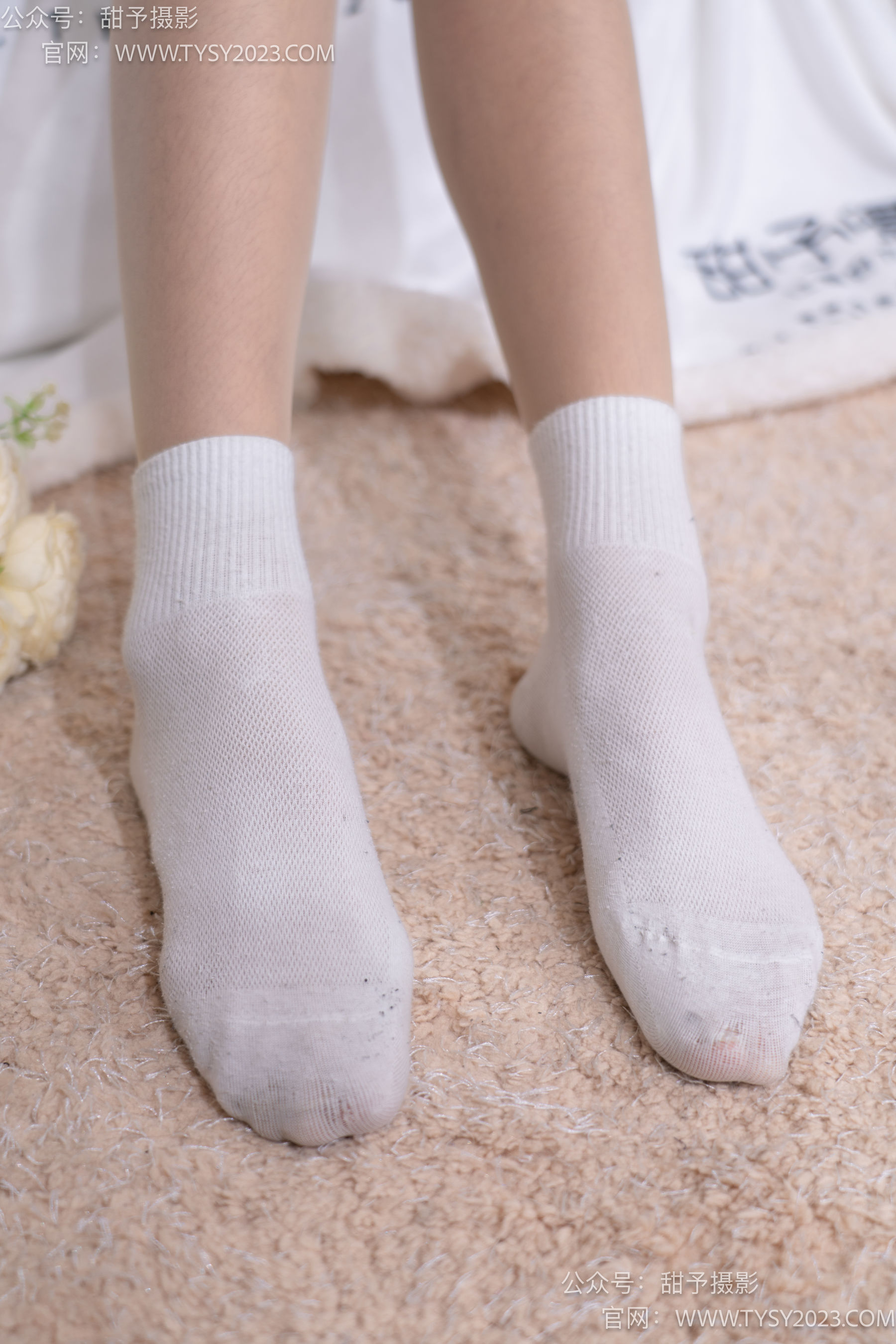 甜予摄影 No.085 小桃 -板鞋、白棉袜、肉丝（脚尖微加固款）/(129P)
