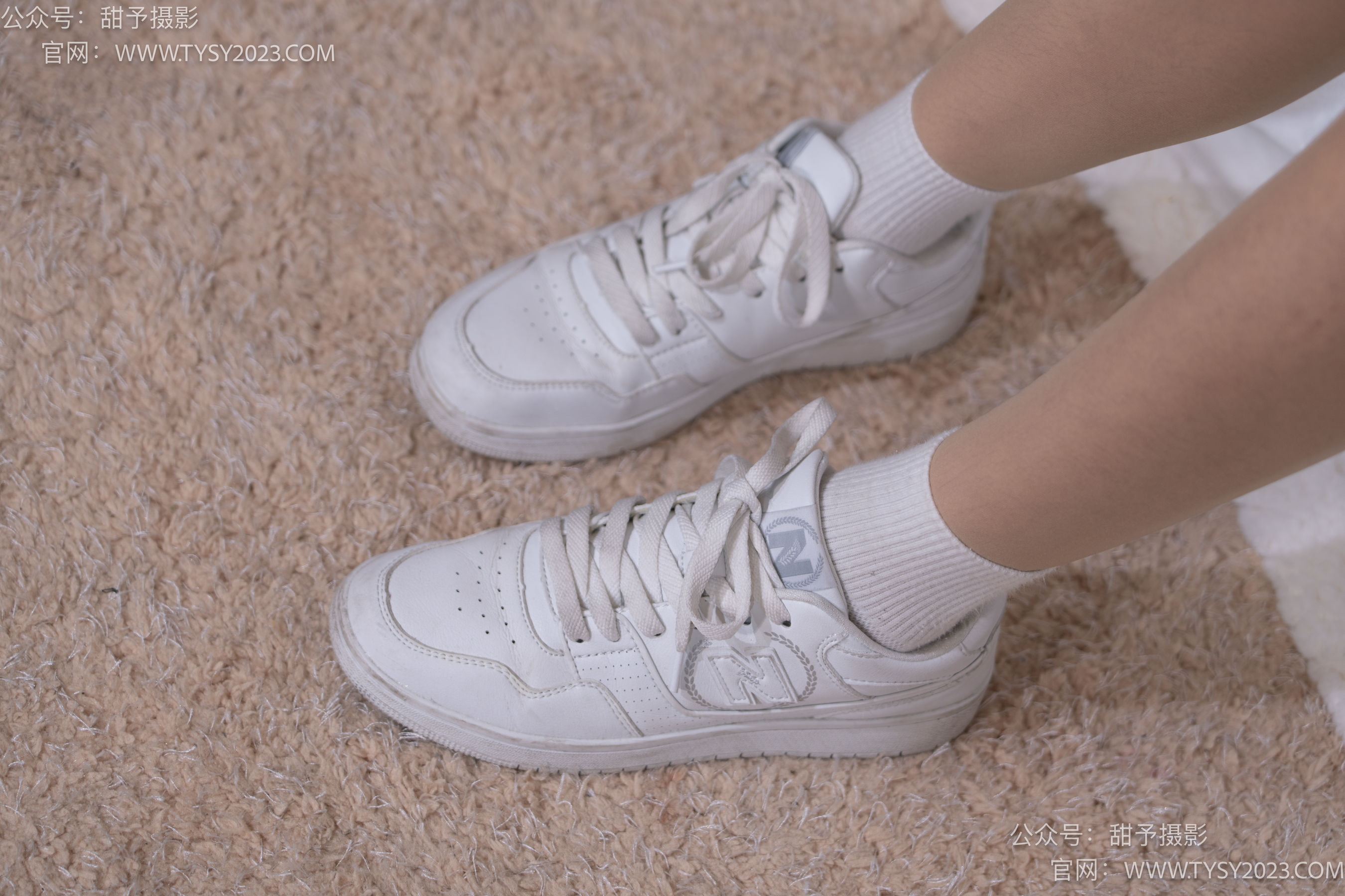 甜予摄影 No.085 小桃 -板鞋、白棉袜、肉丝（脚尖微加固款）/(129P)