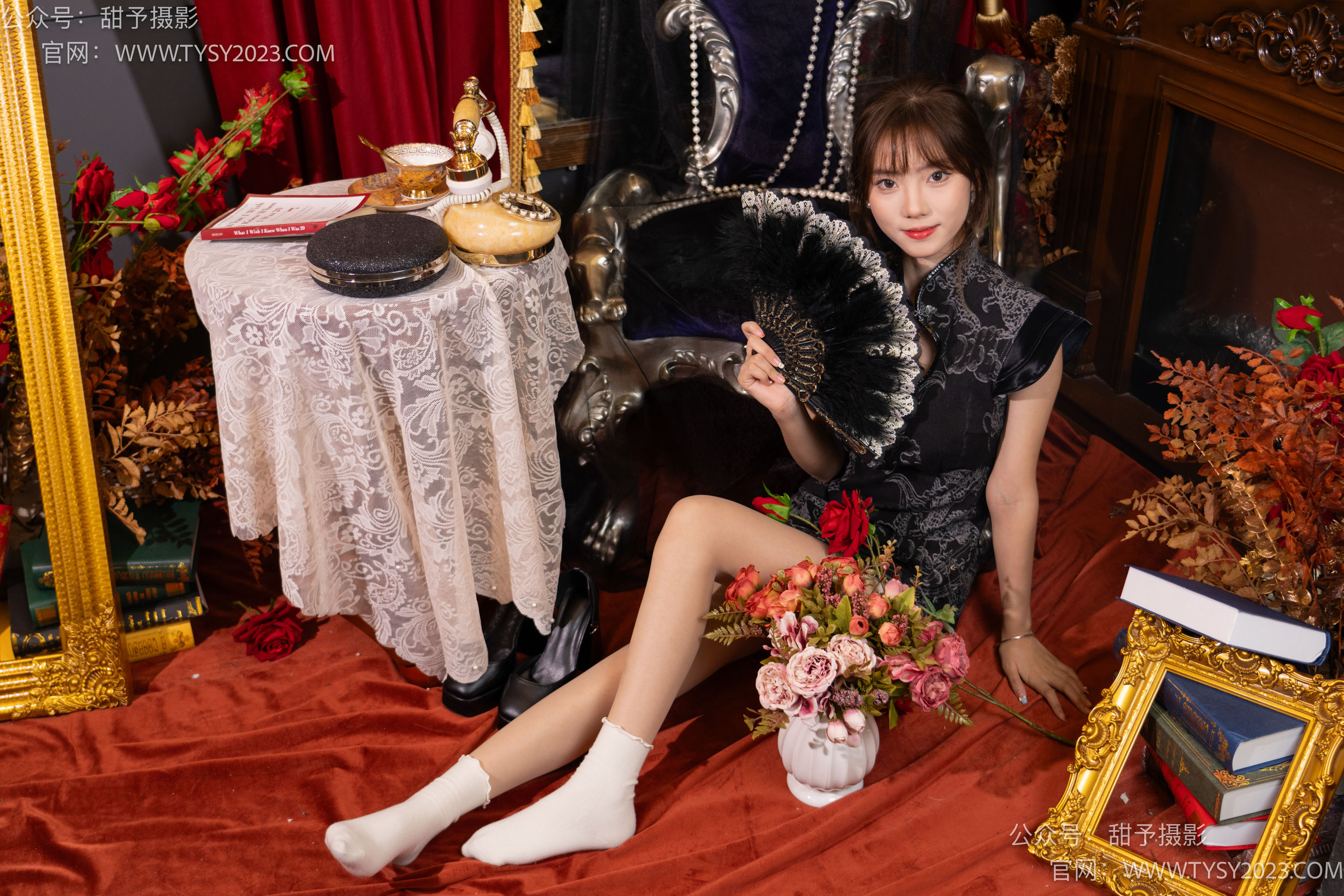 甜予摄影 No.095 璇璇 -旗袍、皮鞋、米白色棉袜、肉丝/(132P)