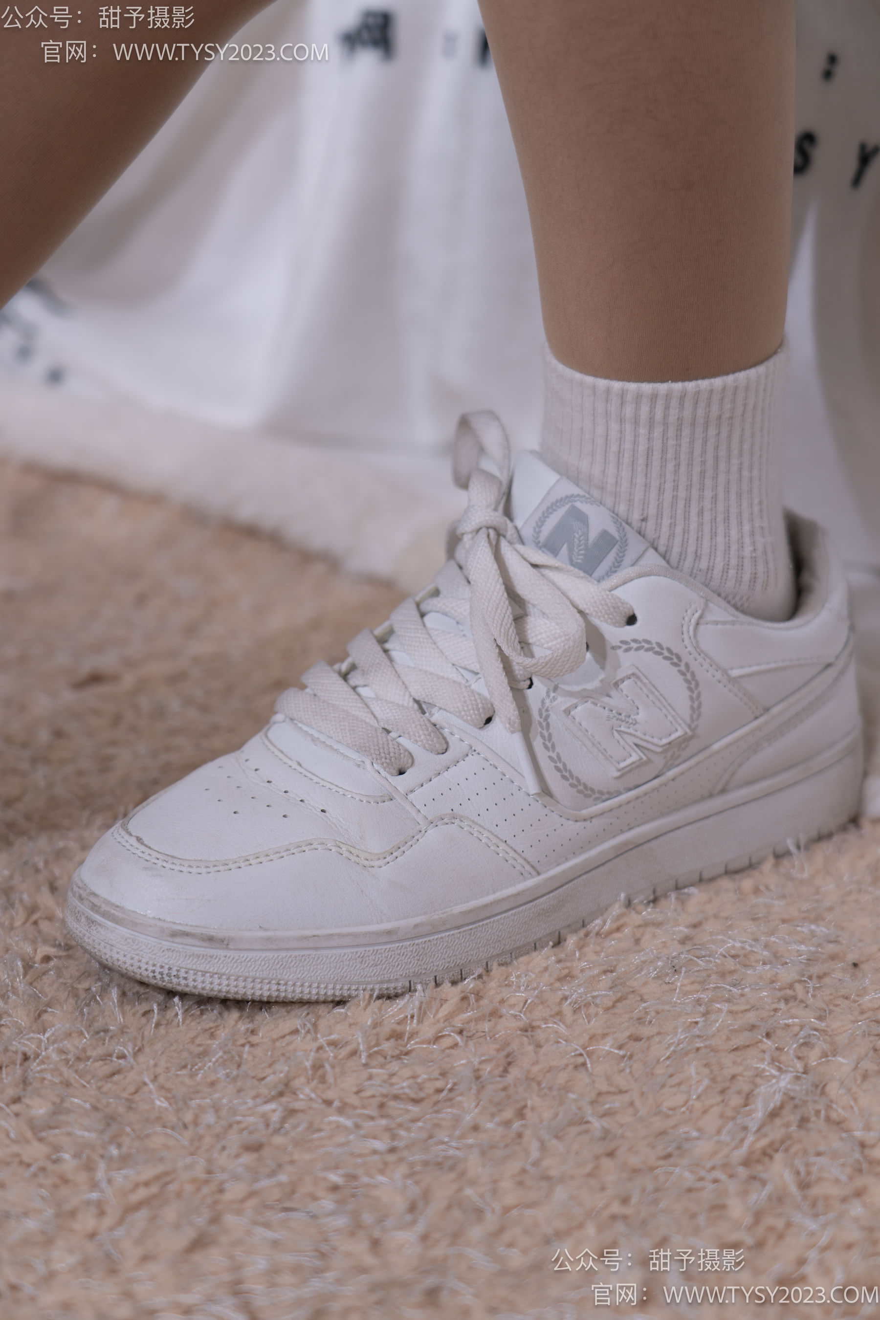 甜予摄影 No.085 小桃 -板鞋、白棉袜、肉丝（脚尖微加固款）/(129P)