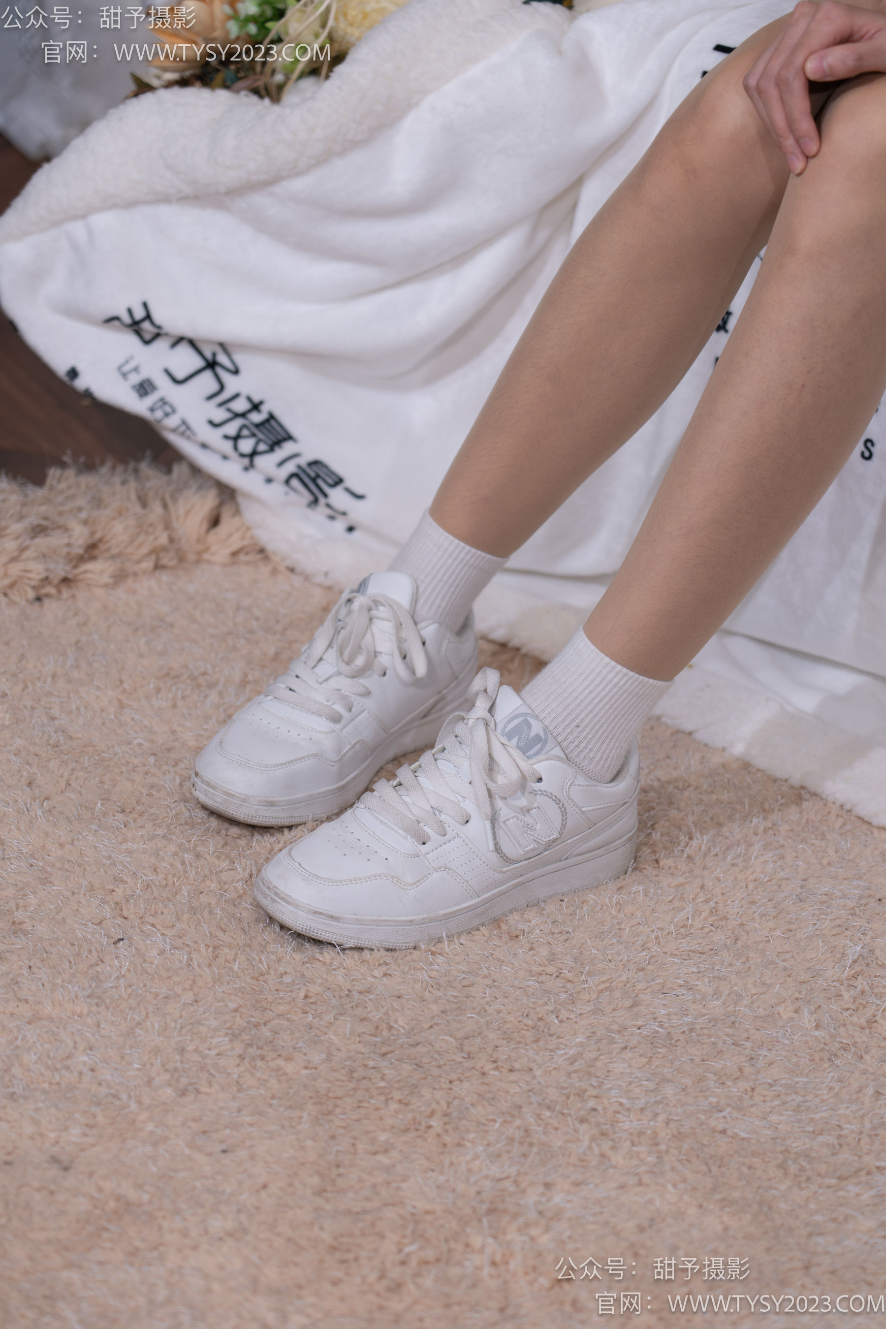甜予摄影 No.085 小桃 -板鞋、白棉袜、肉丝（脚尖微加固款）/(129P)