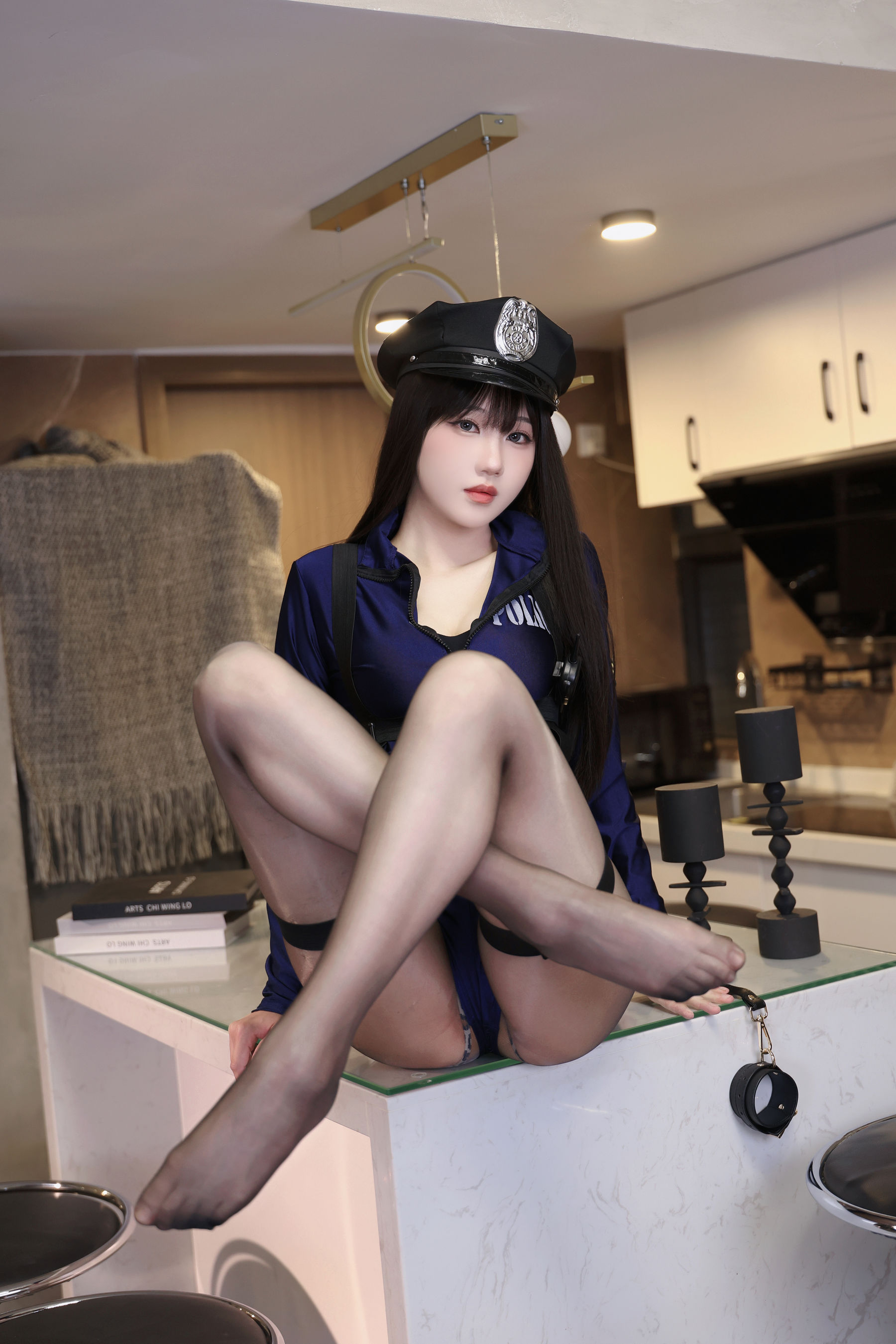 无影喵喵 - 蓝丝 棚拍/(64P)