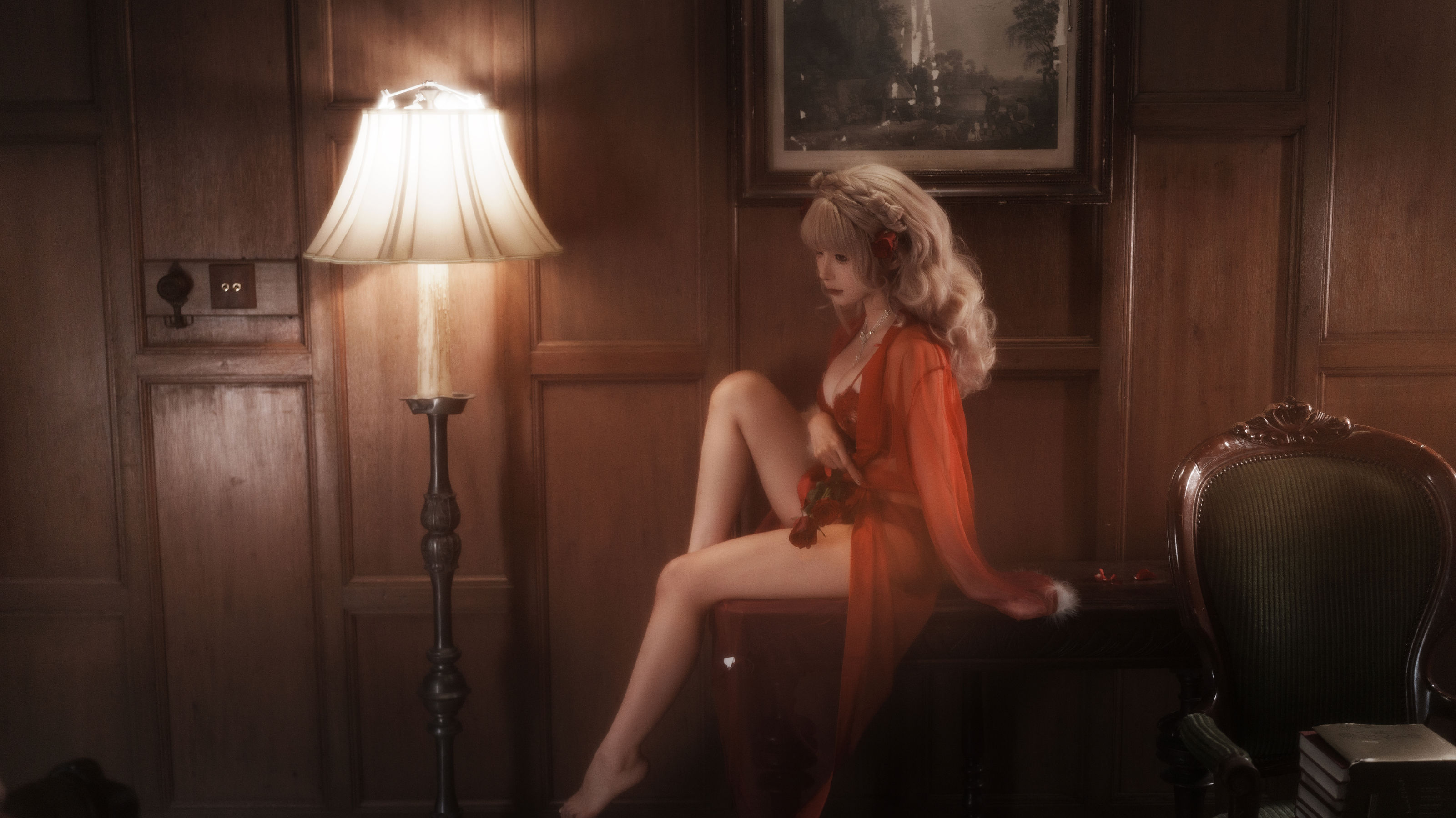 动漫博主蠢沫沫 - 黑红纱裙/(39P)