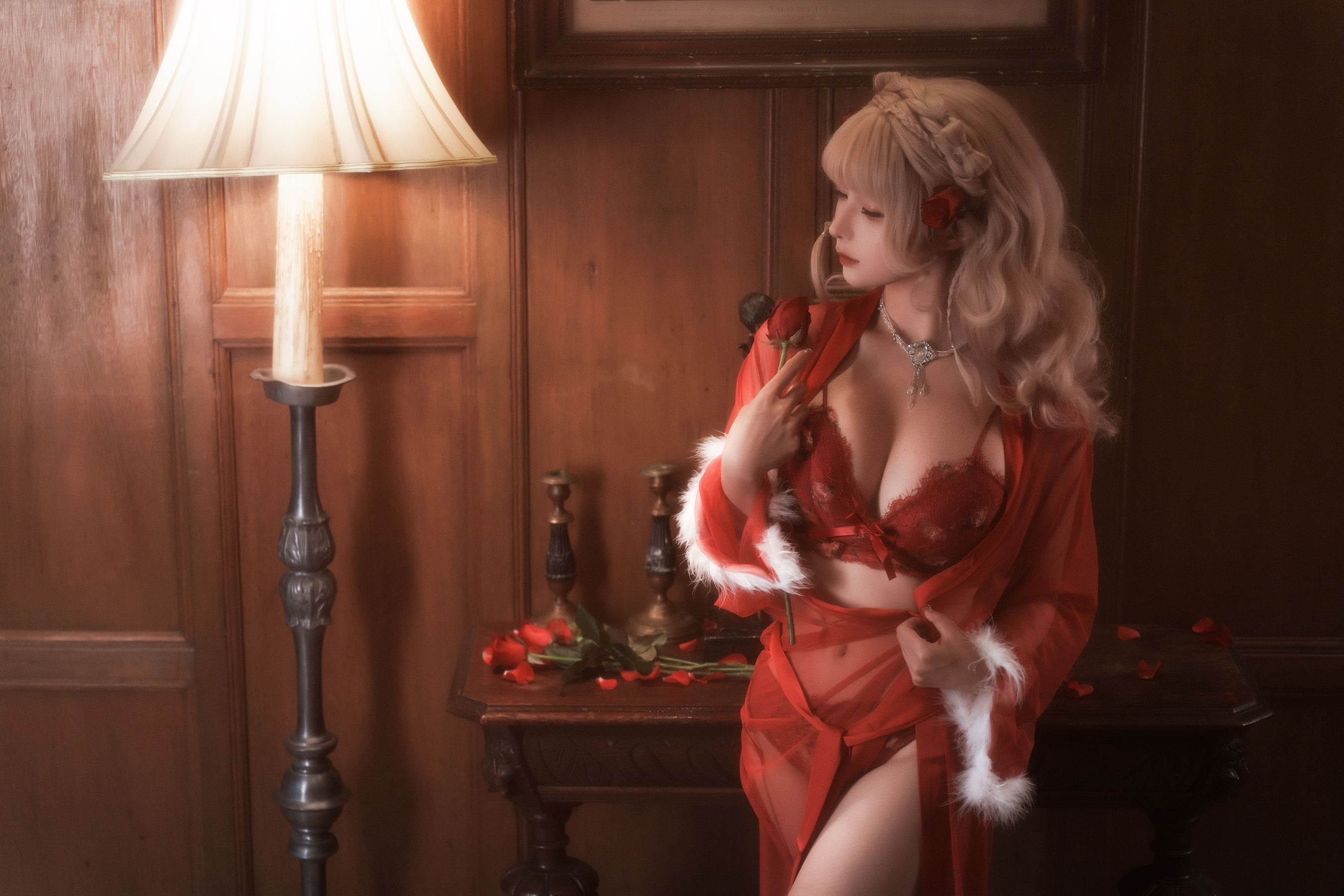 动漫博主蠢沫沫 - 黑红纱裙/(39P)