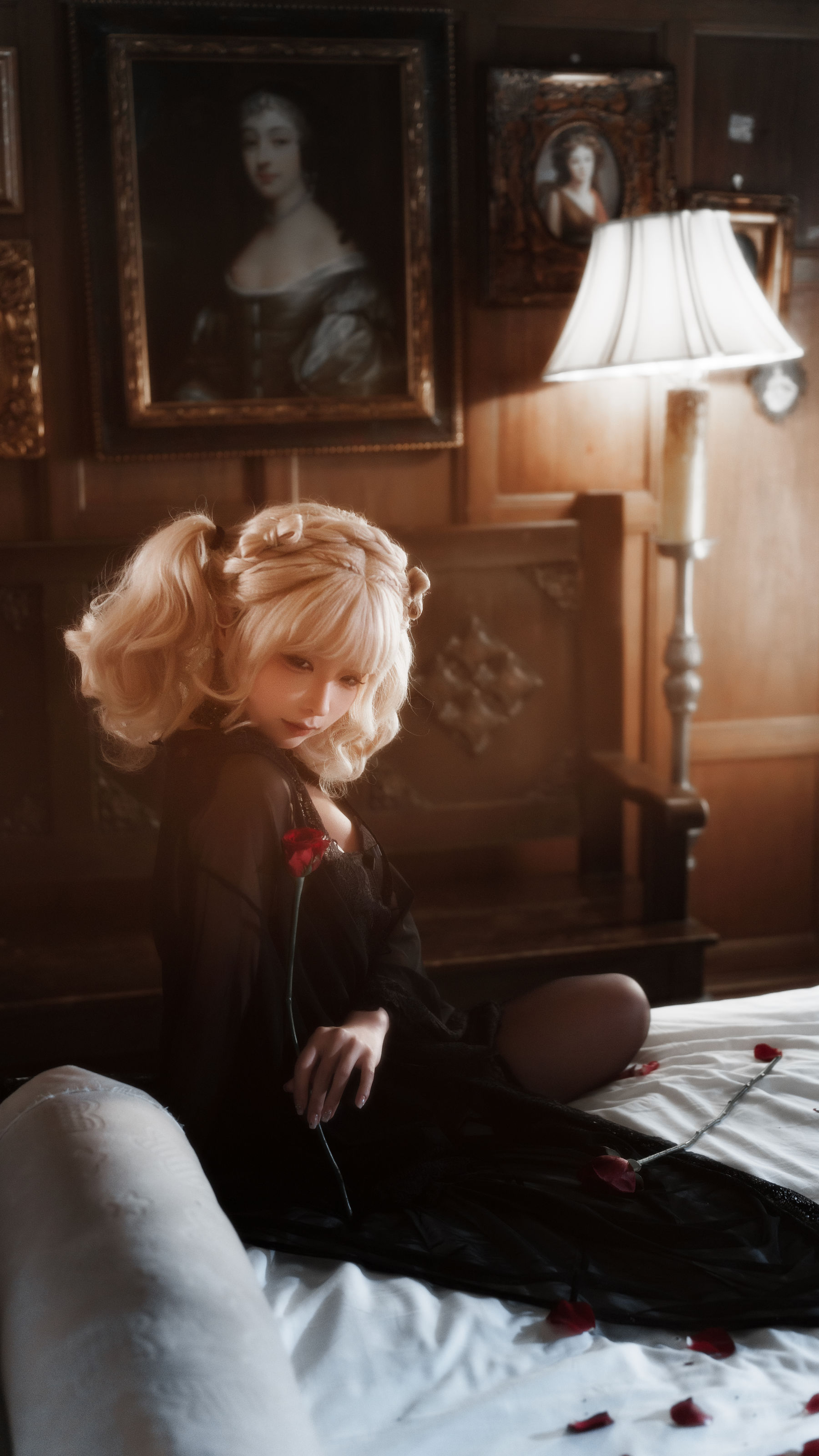 动漫博主蠢沫沫 - 黑红纱裙/(39P)