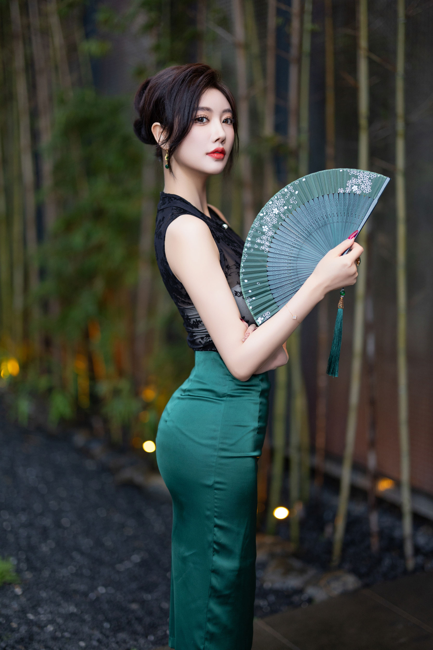 杨晨晨 - 绿色长裙/(100P)