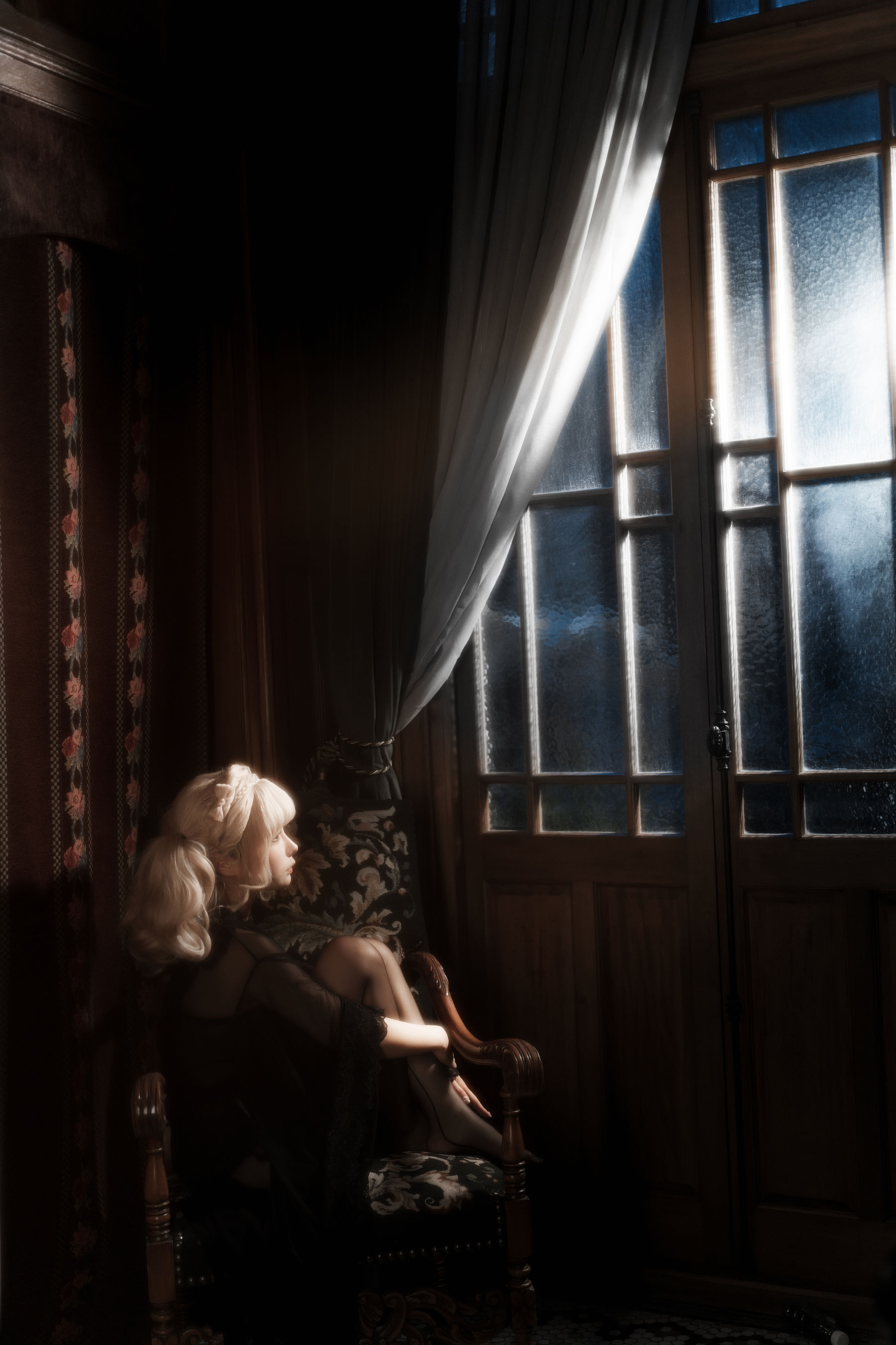 动漫博主蠢沫沫 - 黑红纱裙/(39P)