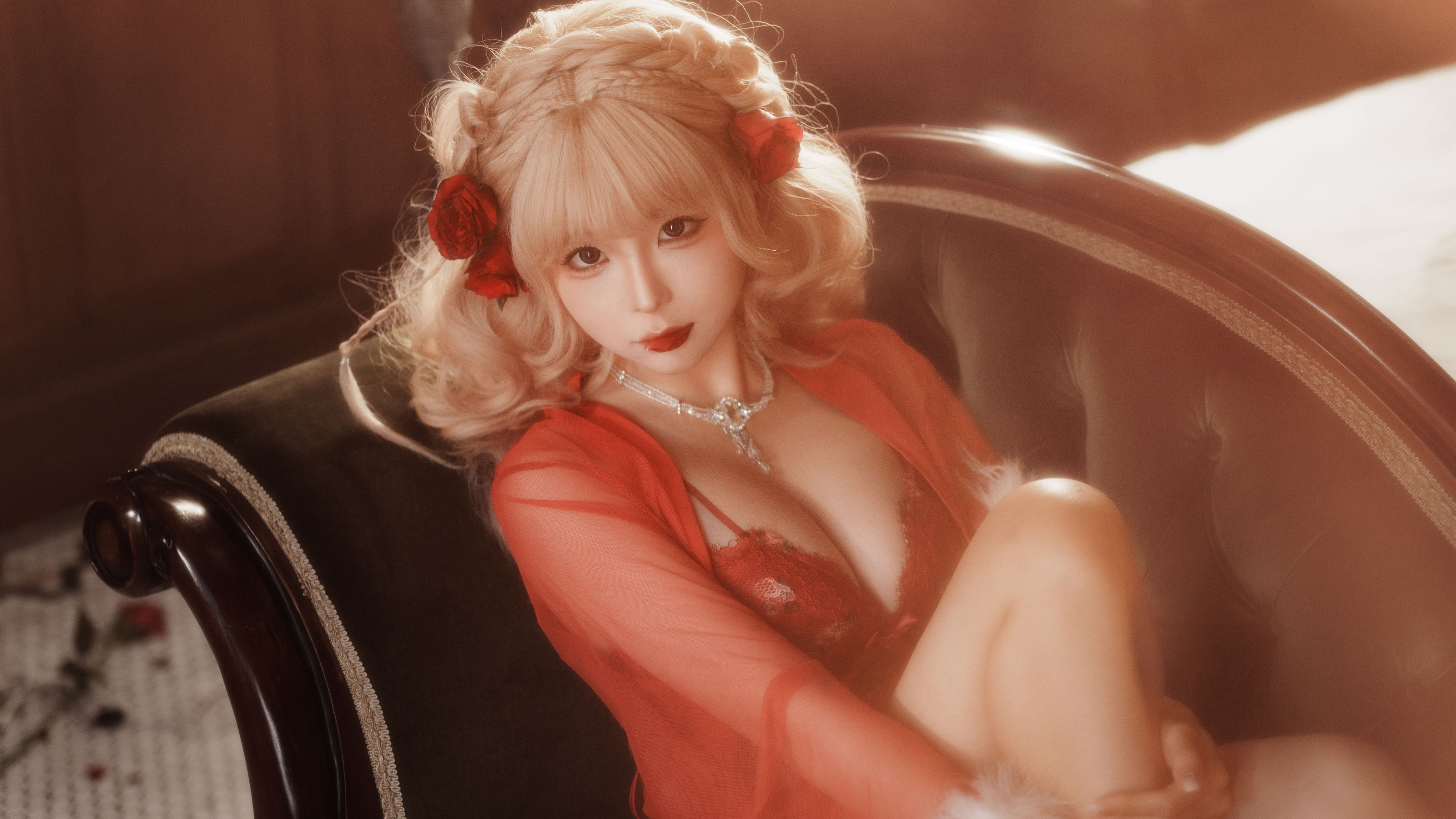 动漫博主蠢沫沫 - 黑红纱裙/(39P)