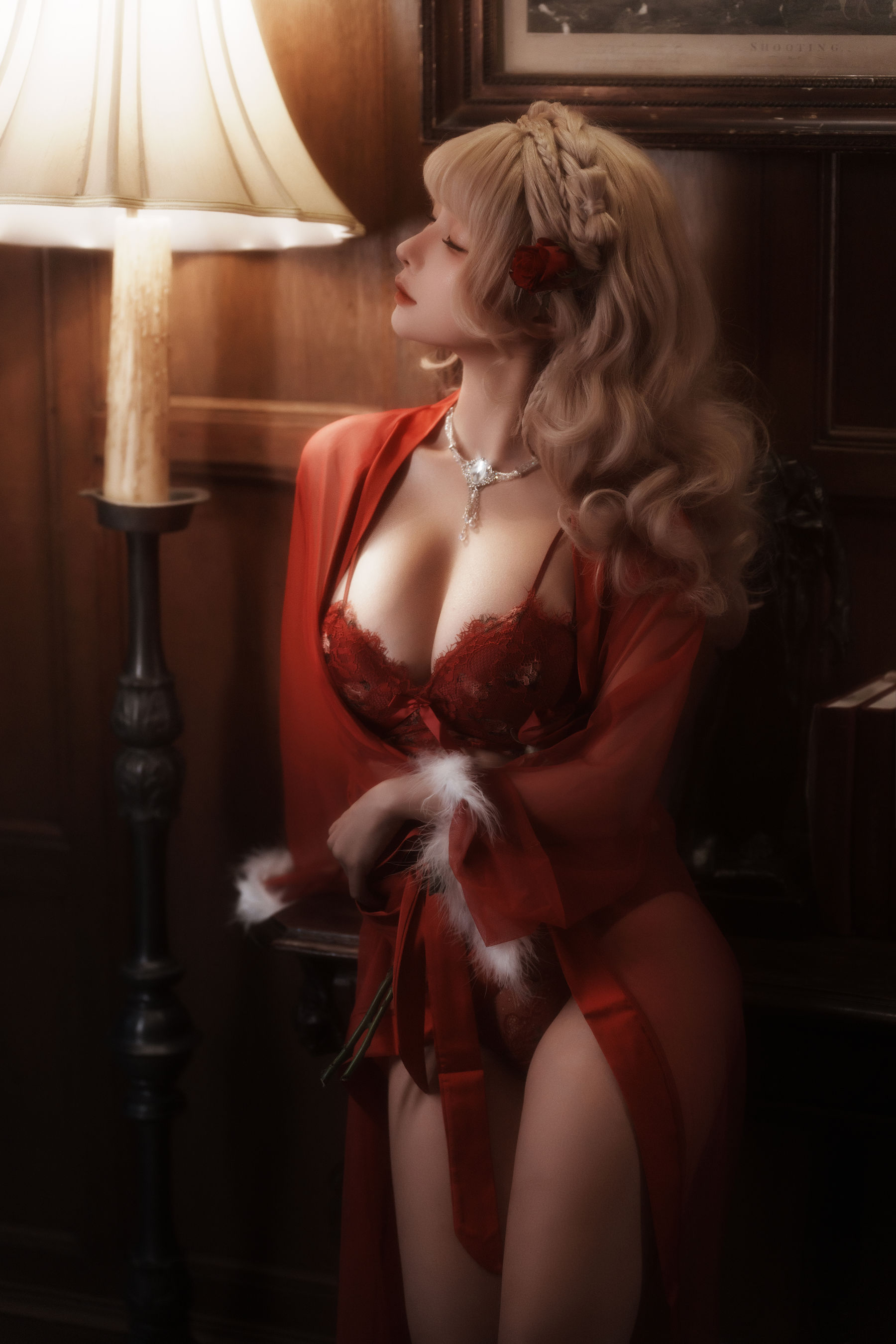 动漫博主蠢沫沫 - 黑红纱裙/(39P)