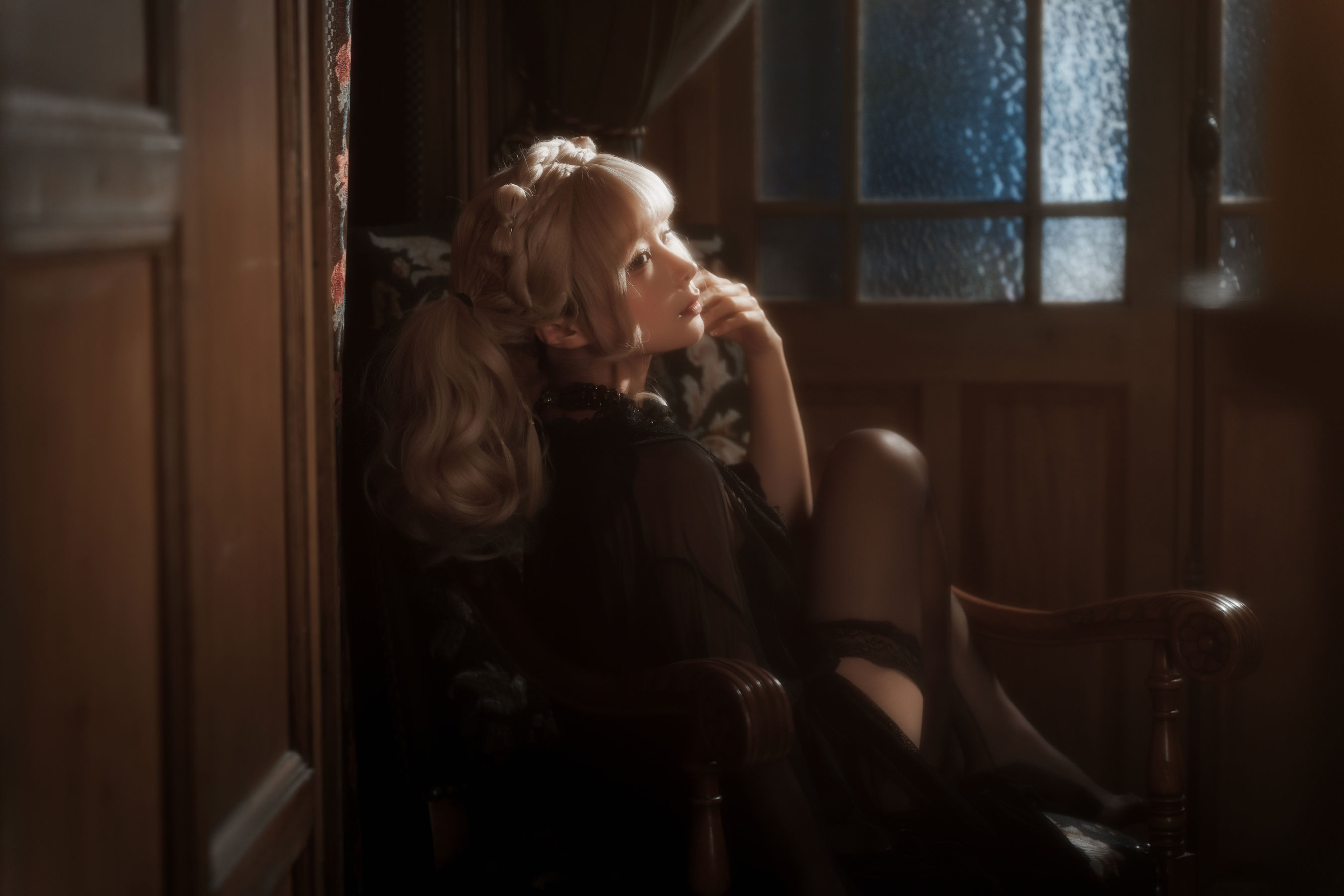 动漫博主蠢沫沫 - 黑红纱裙/(39P)