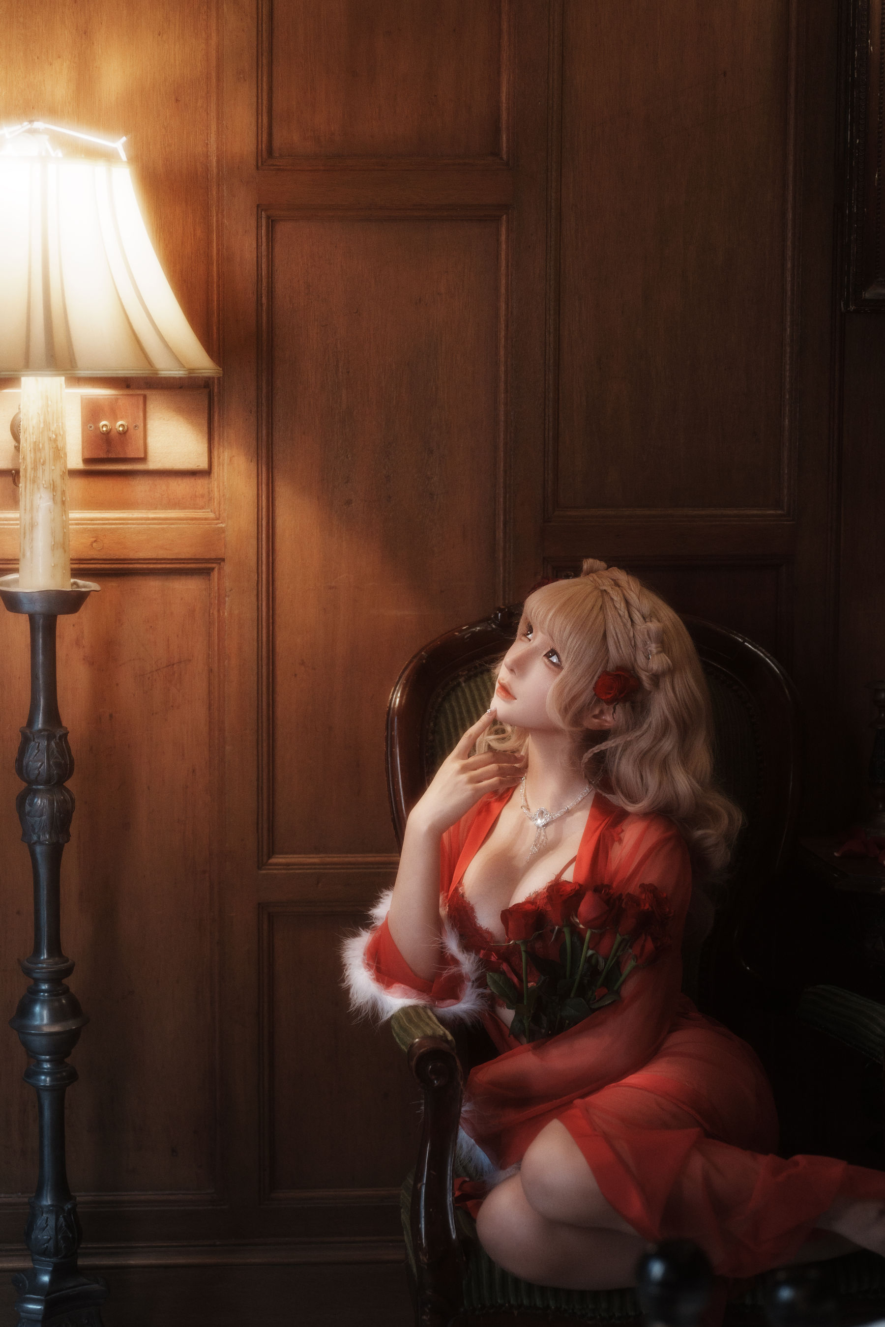 动漫博主蠢沫沫 - 黑红纱裙/(39P)