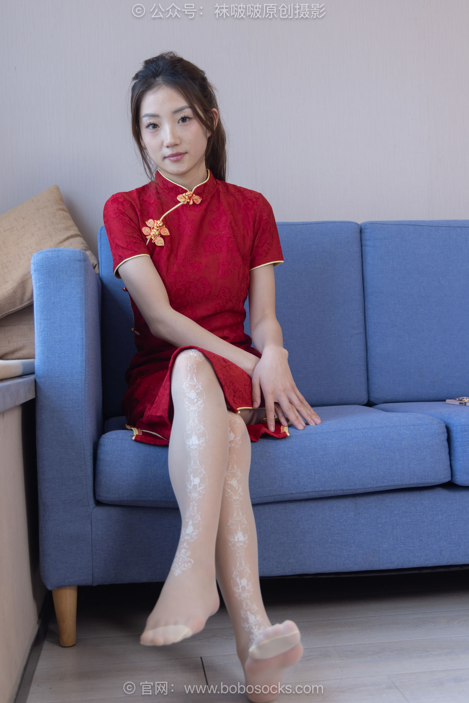 BoBoSocks袜啵啵 No.485 小沫 - 高跟鞋、高跟凉鞋、红丝、花纹白丝、短肉丝、新年旗袍/(160P)