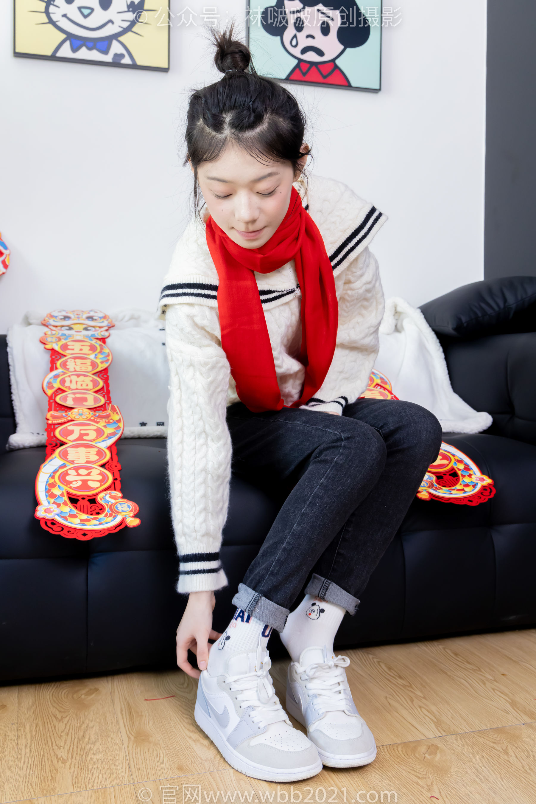 BoBoSocks袜啵啵 No.481 糯米 - 板鞋、白棉袜、裸足、对联迎新春，半脱袜子剧情/(150P)