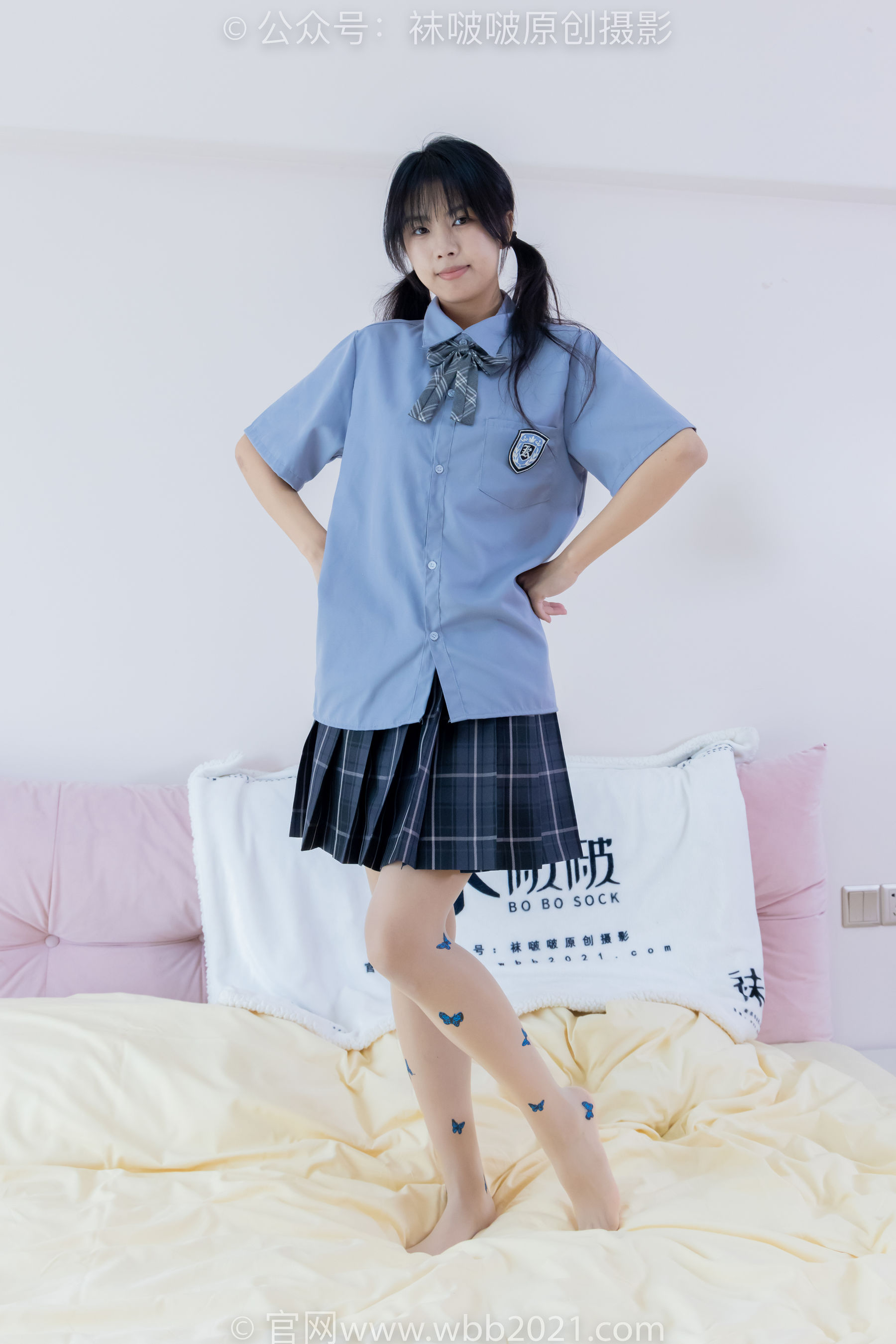 BoBoSocks袜啵啵 No.508 奶油 皮鞋、白棉袜、蝴蝶薄肉丝、jk制服/(160P)